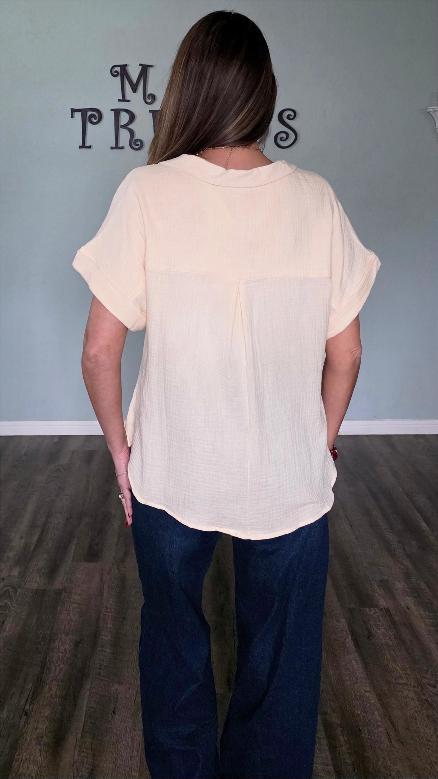 Cotton Gauze Button Down Shirt in Sand