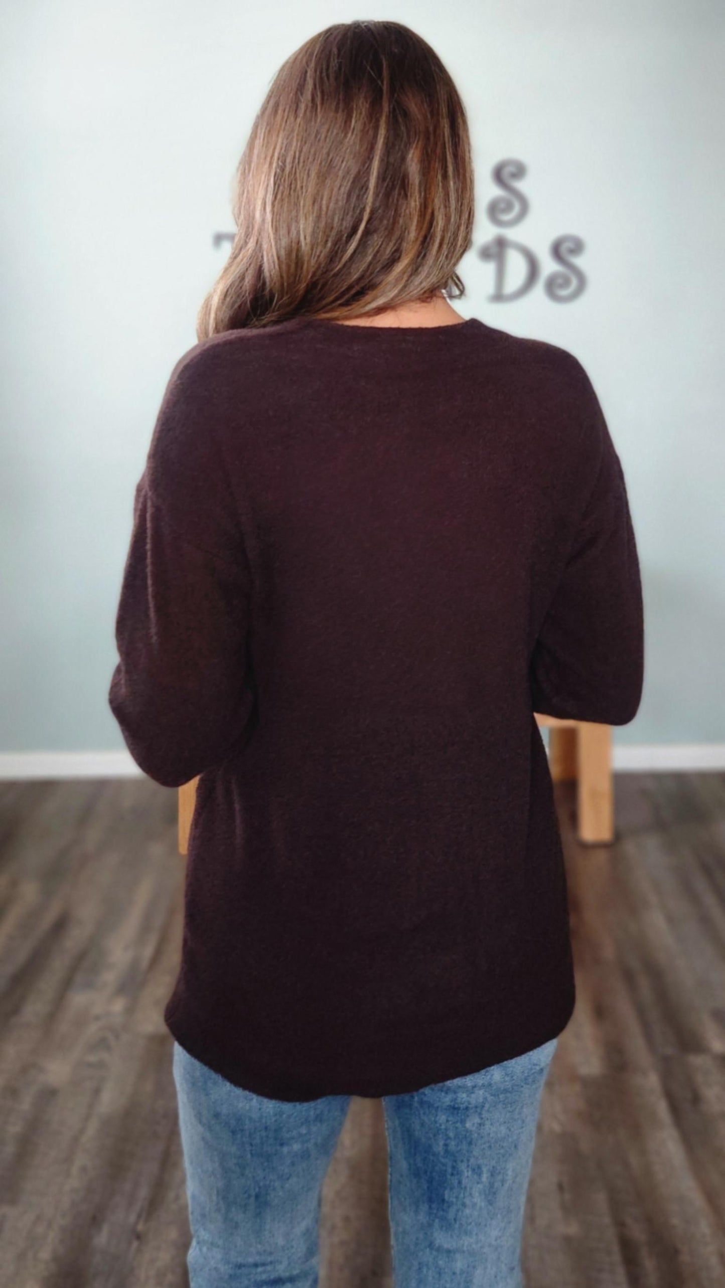 Cozy Classic V-neck Pullover-Chocolate Brown