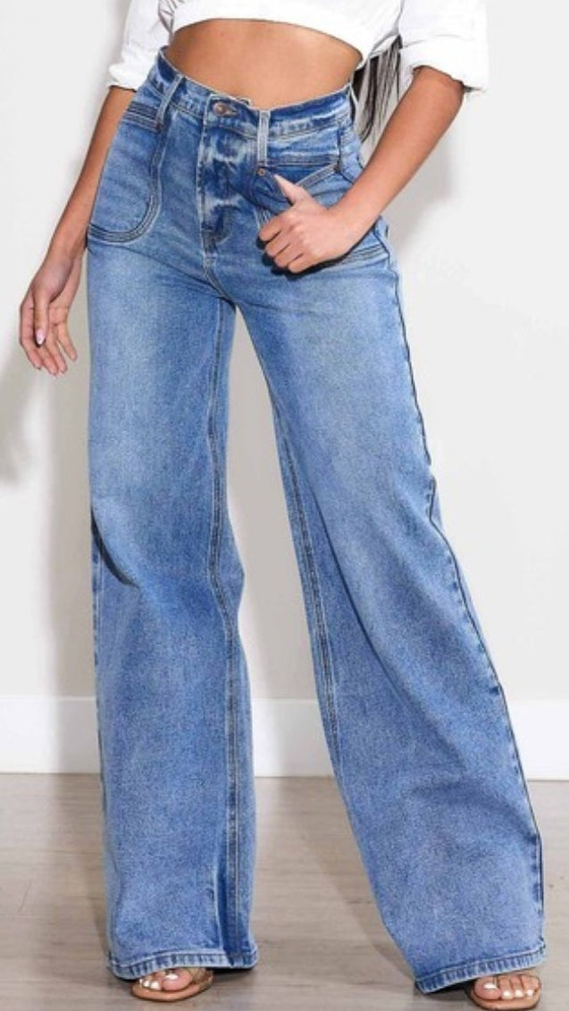 Vibrant M.i.U High-Rise Wide Leg Jeans – Medium Wash Denim