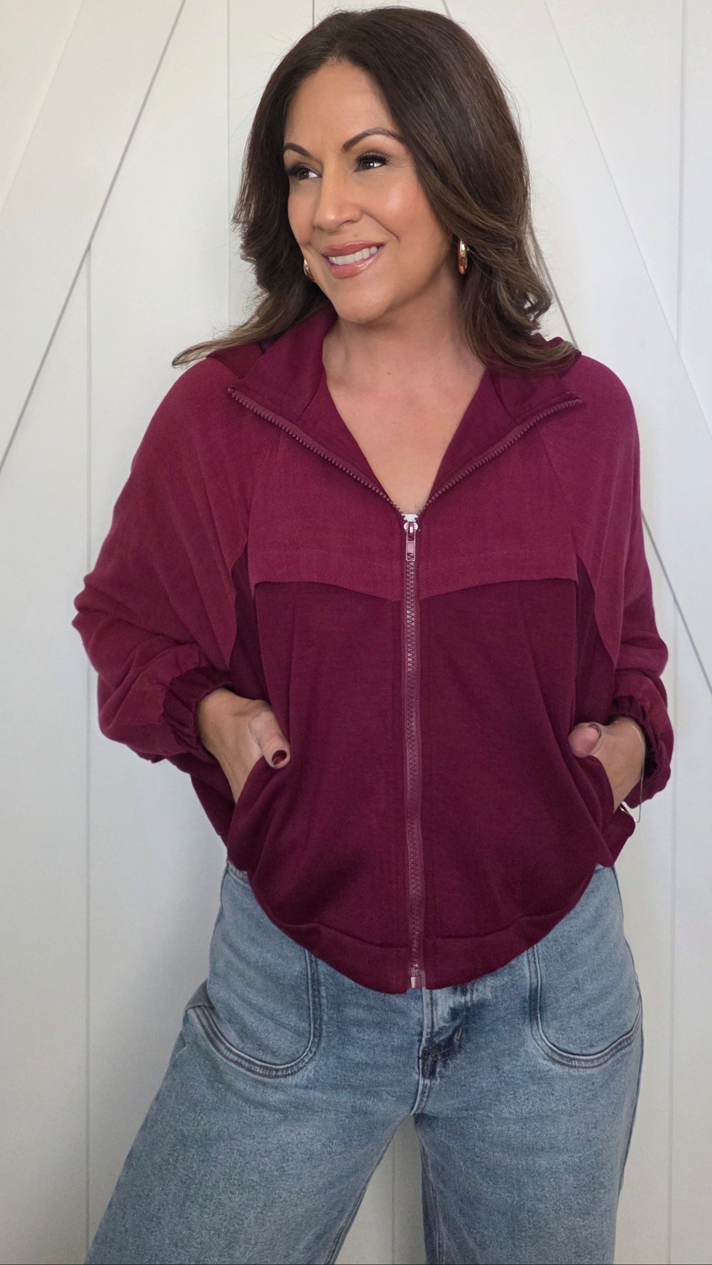 On-The-Go Zip Jacket-Burgundy