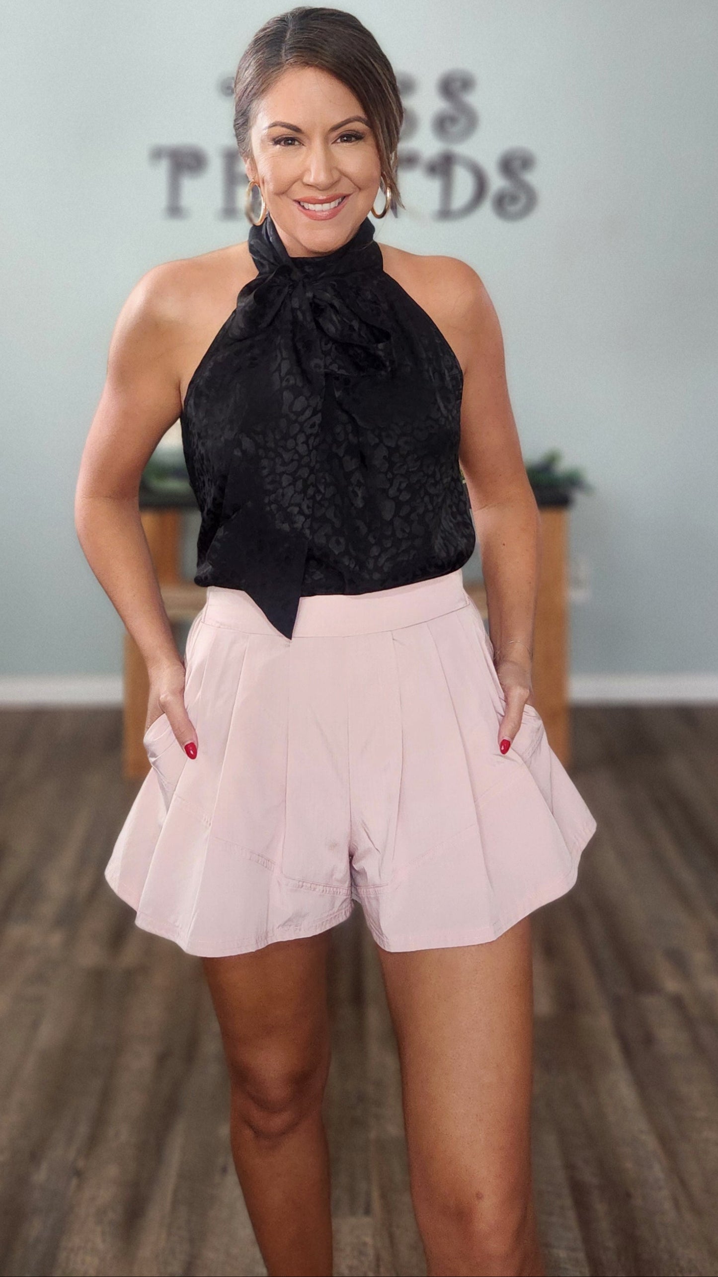 🖤 Reset by Jane- The Luxe Neck- Tie Top-Black Leopard