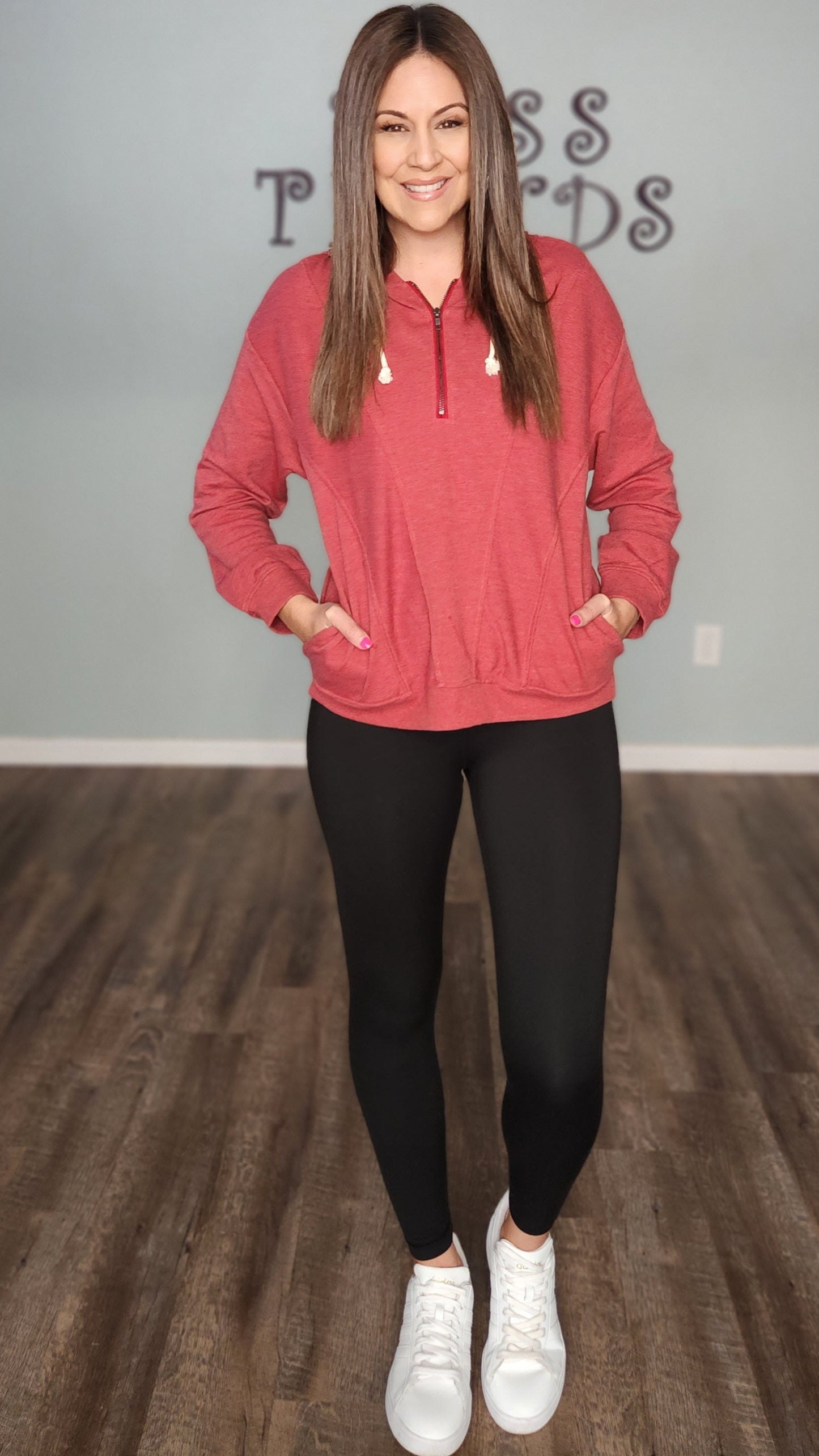 Out and About Hoodie- Red rust