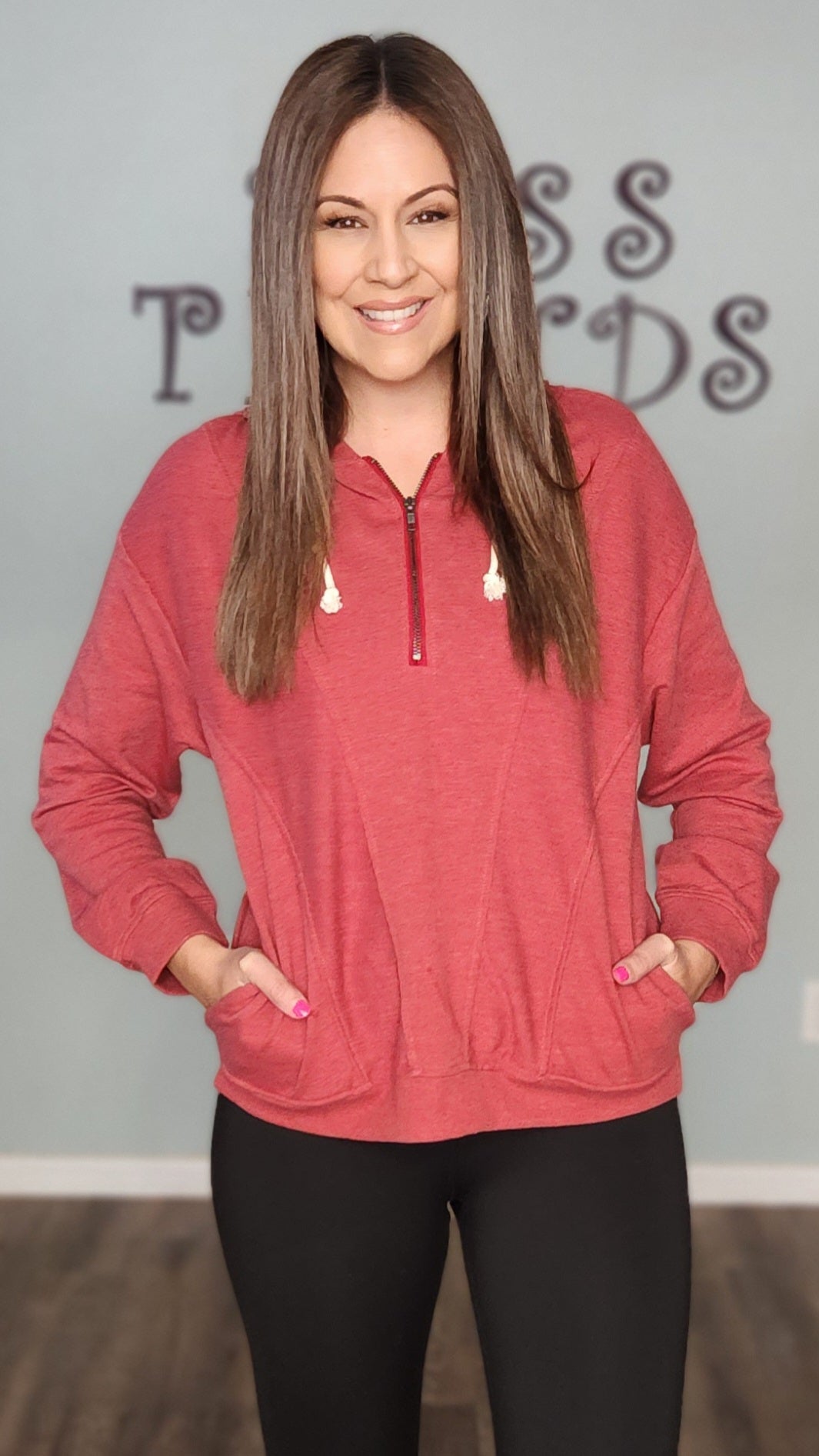 Out and About Hoodie- Red rust