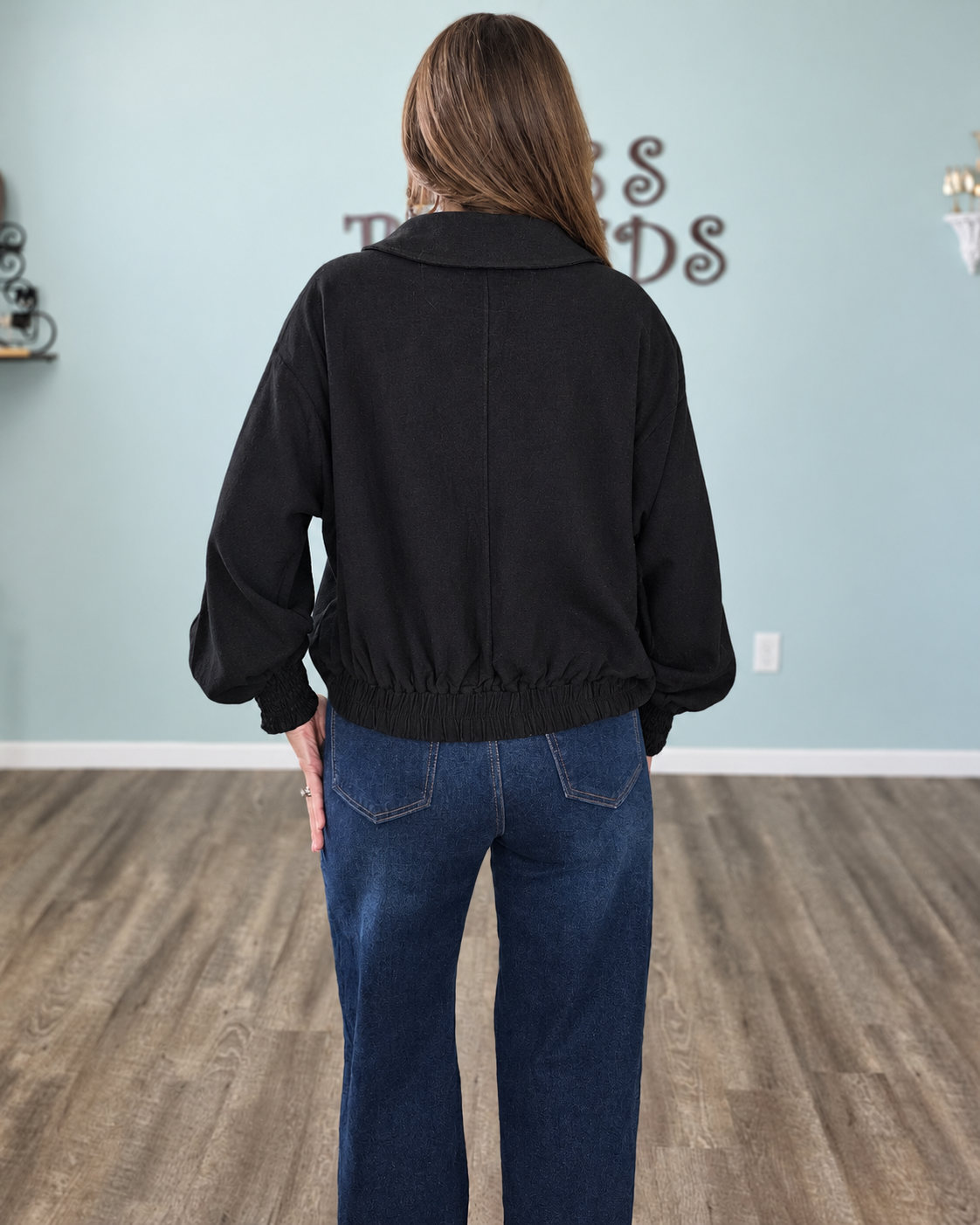 All In The Details Pullover Top-Black