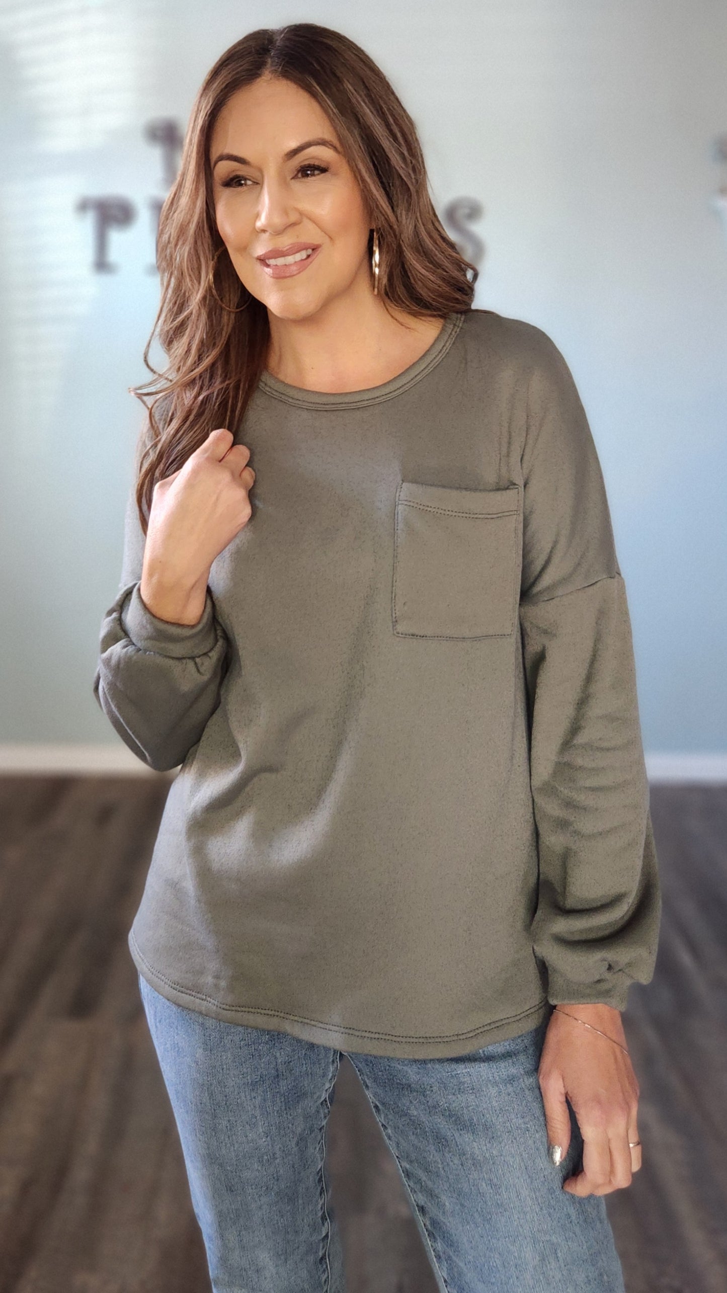Cozy Around Pullover-Oilve