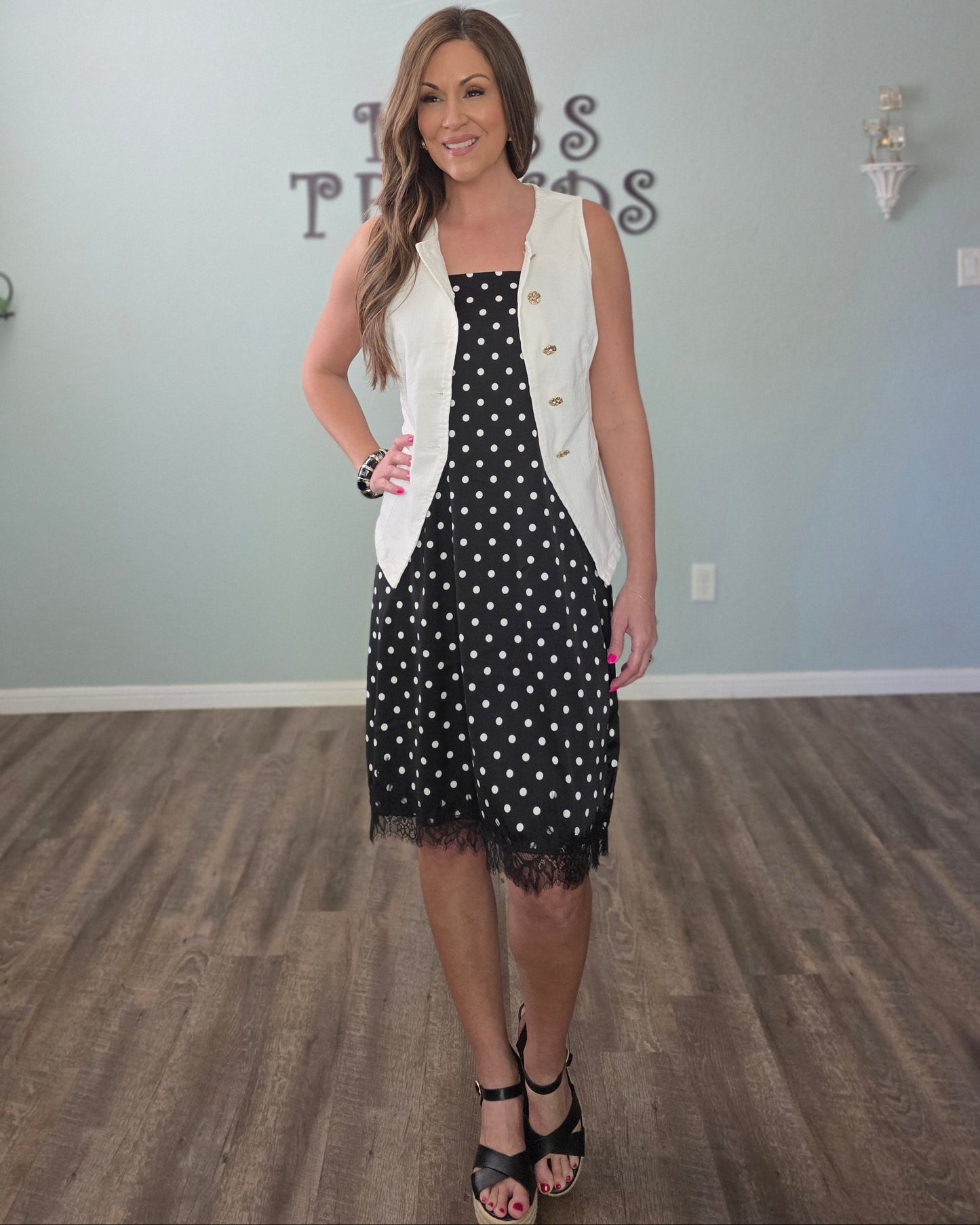 Polished & Pretty Polka Dot Skirt- Black/White