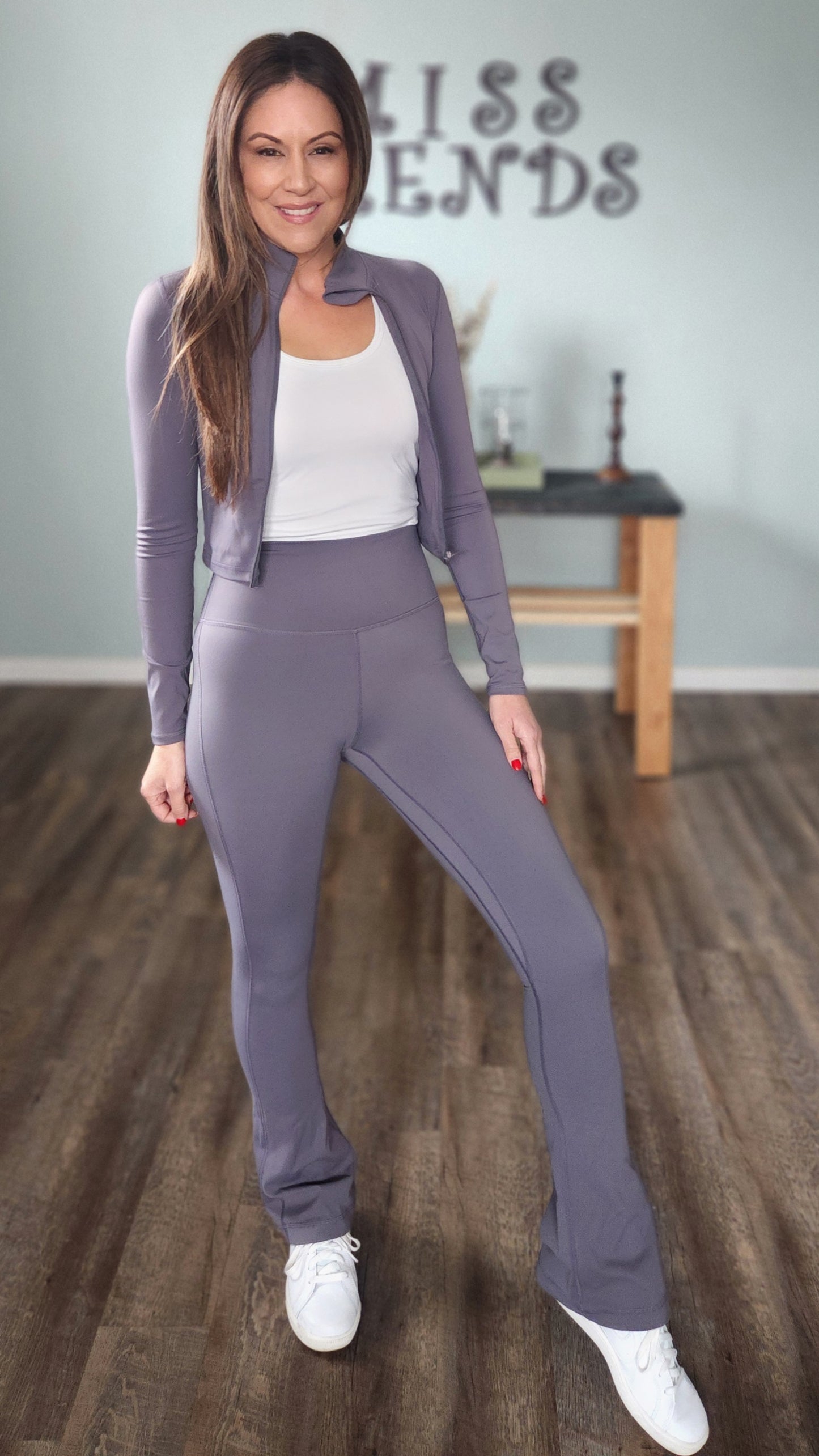 Unparalleled Grey Flare Leggings-Charcoal