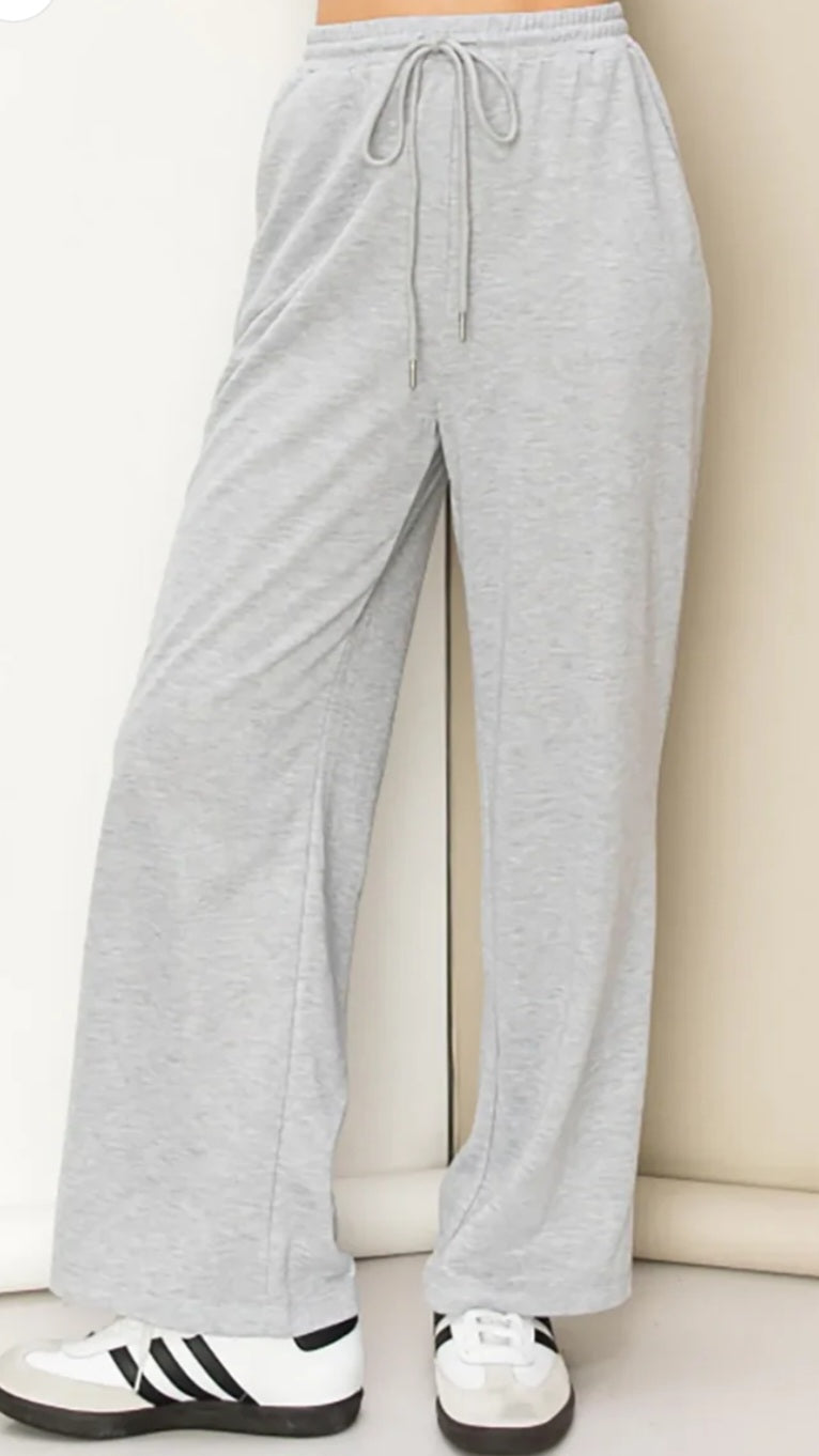 Weekend Wide Legs-Heather Grey