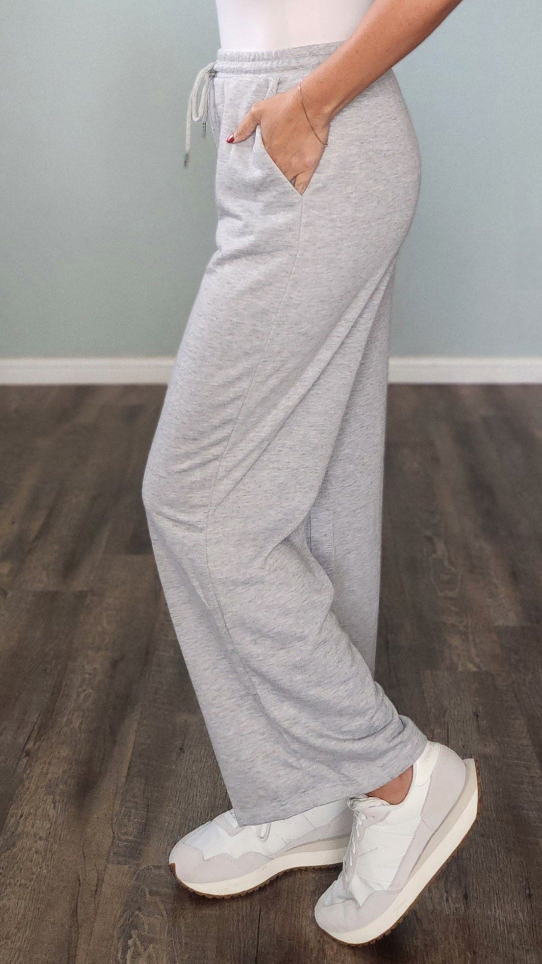 Weekend Wide Legs-Heather Grey