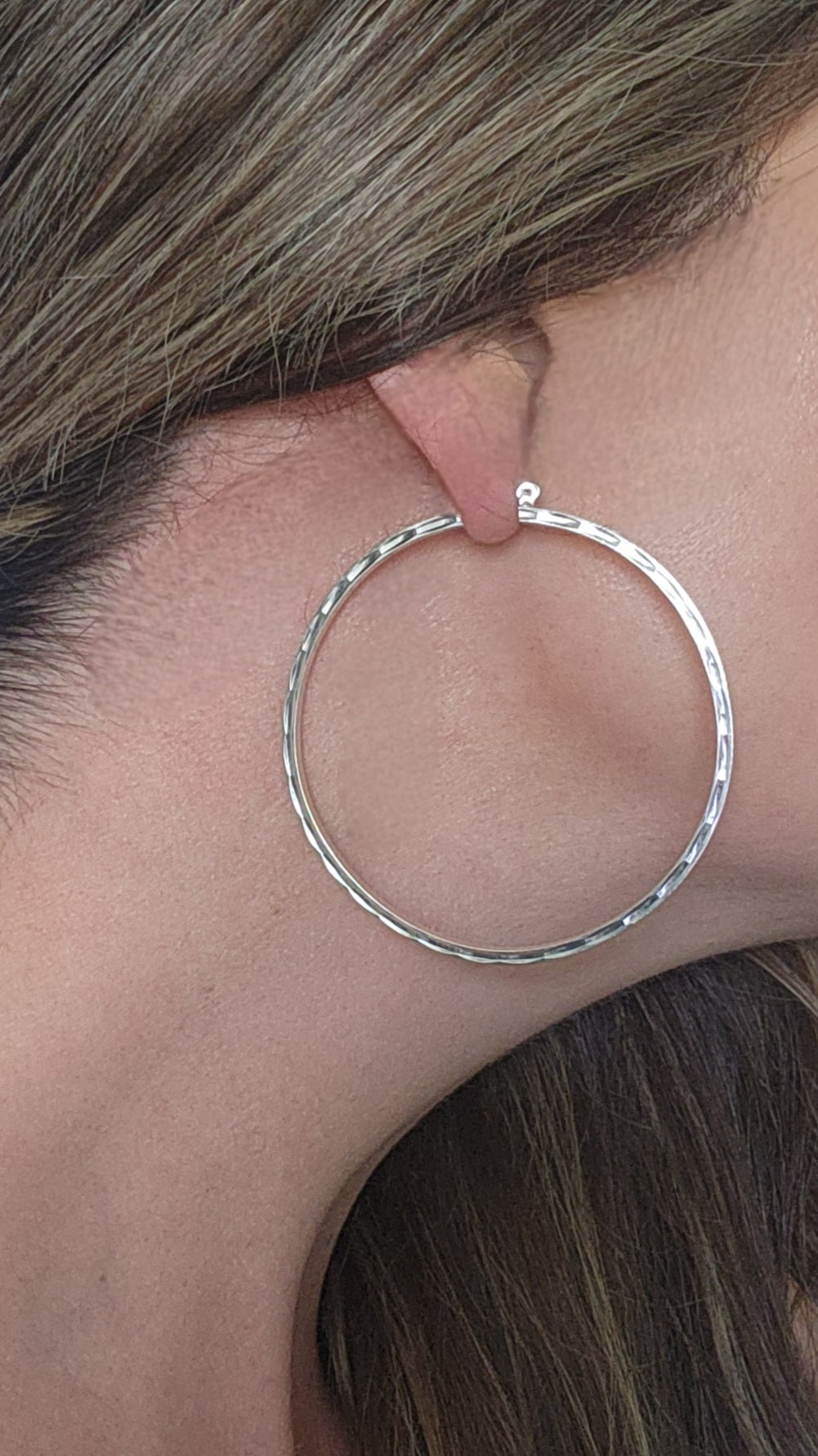 Silver Hoop Etched Earrings