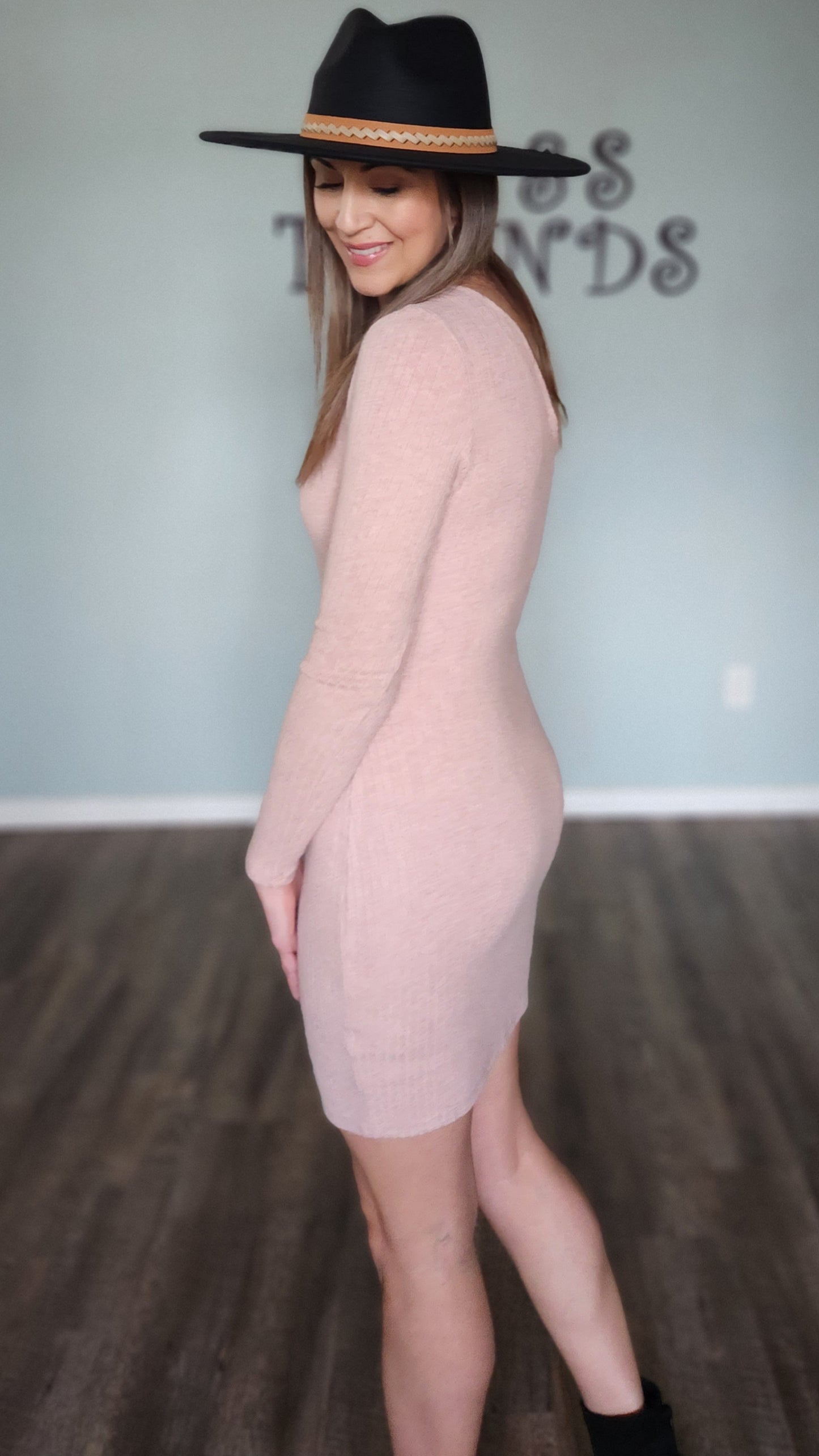 Versatility With Some Edge Sweater bodycon Dress-Pink