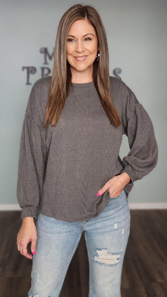 Perfect Addition Top-Charcoal