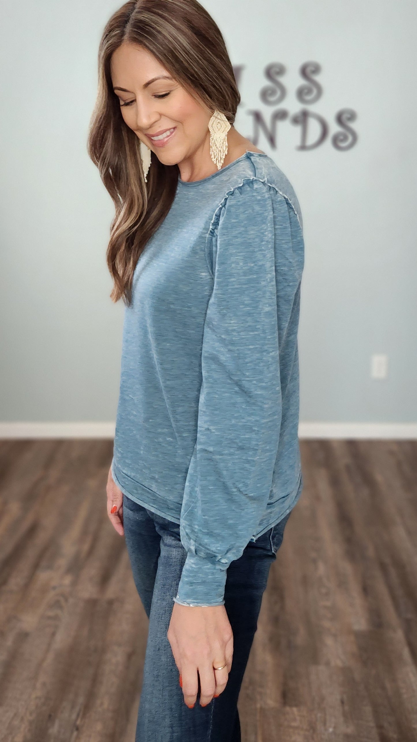Just Amazing Mineral Wash Top- Teal
