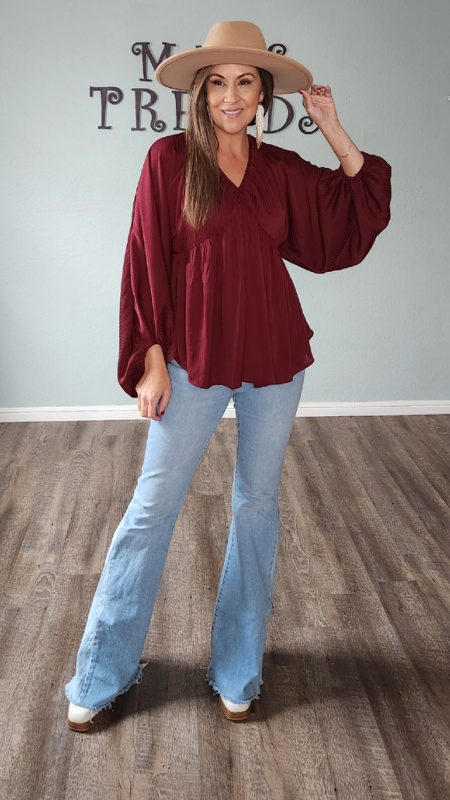 Show Stopping Blouse- Burgundy