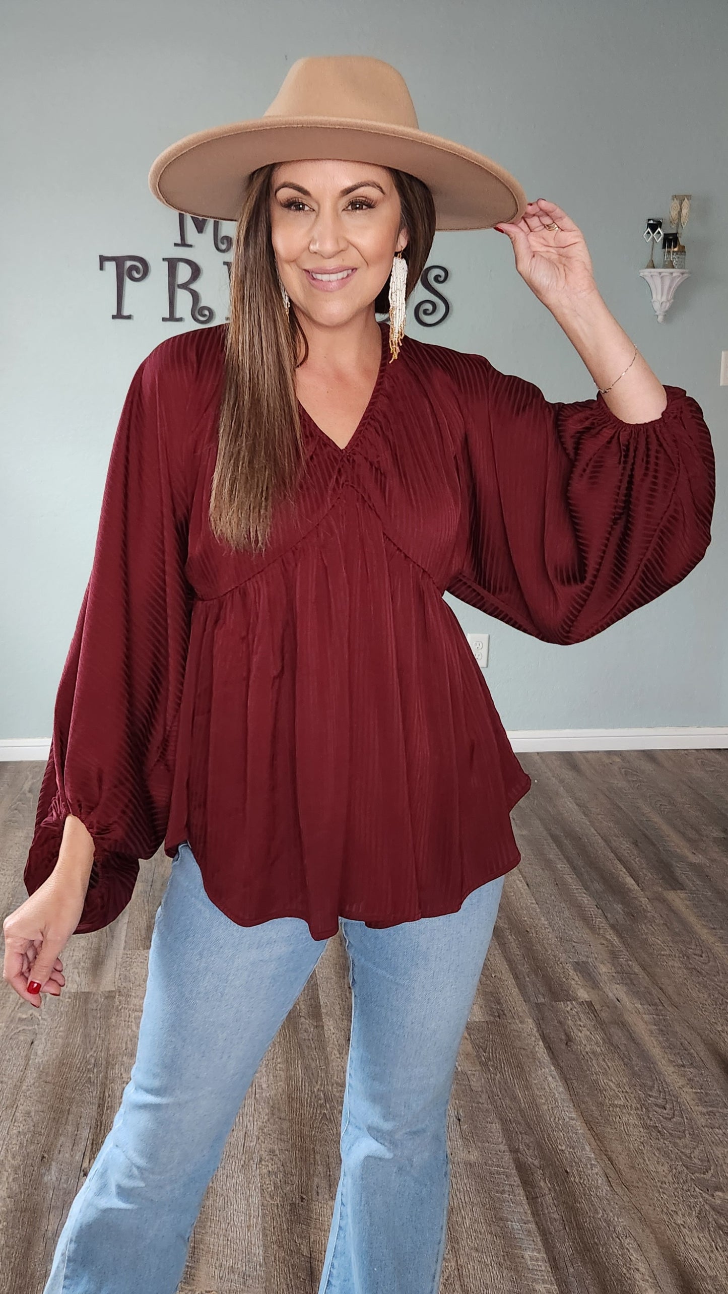 Show Stopping Blouse- Burgundy