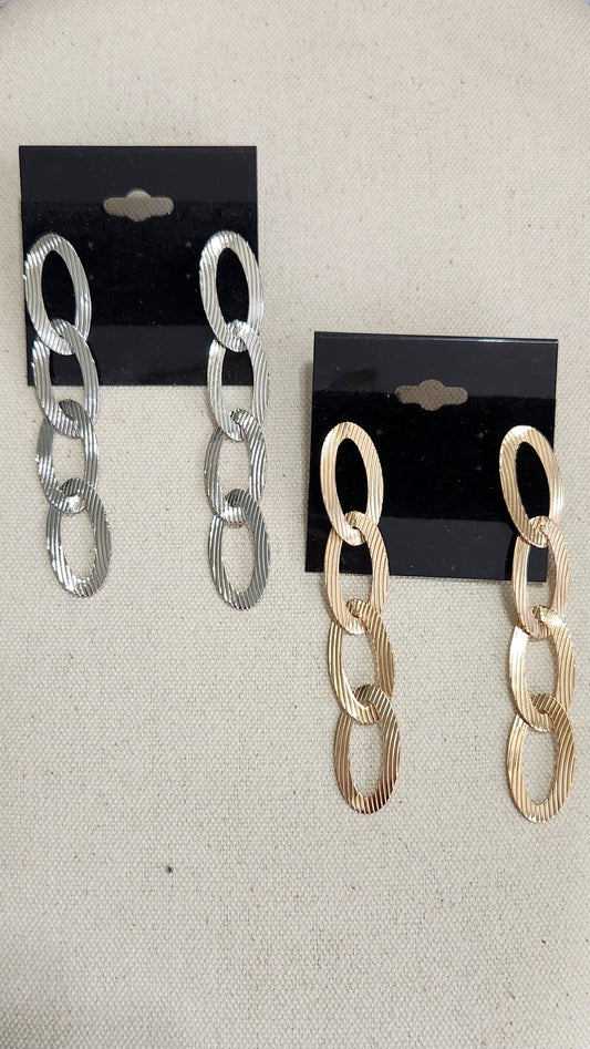 Silver & Gold Chain Link Statement Earrings