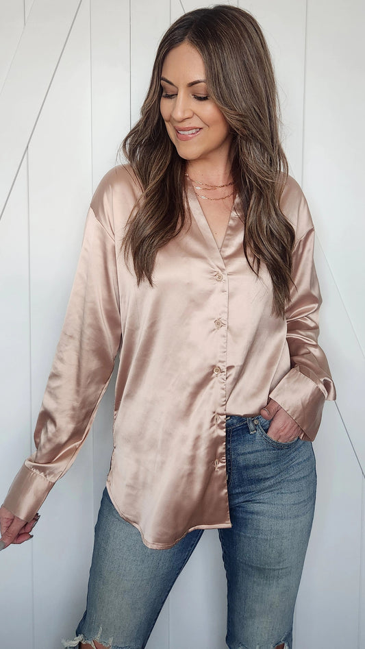 Feeling Confident and Chic Blouse-Champagne