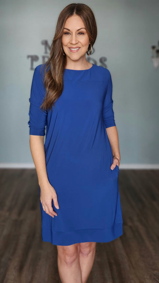 Classic With Comfort Dress-Blue