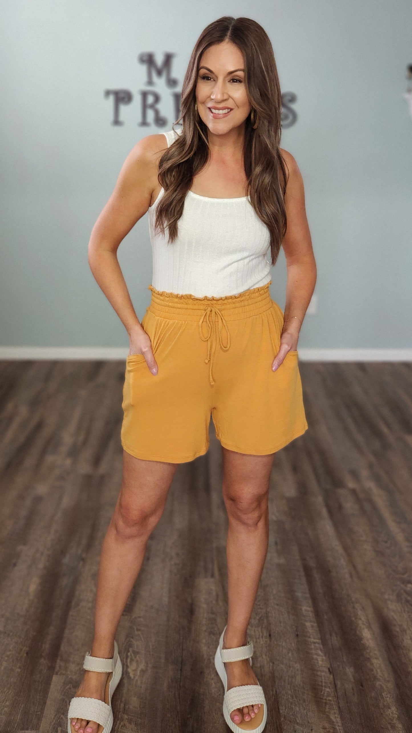 Style and Ease Shorts- Golden Mustard
