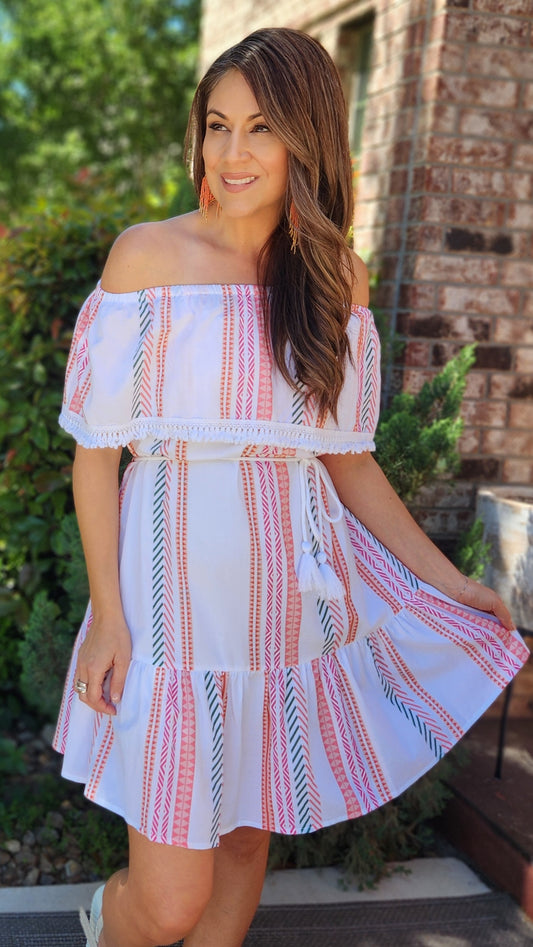 Pool Party Dress-Ivory/Multicolor