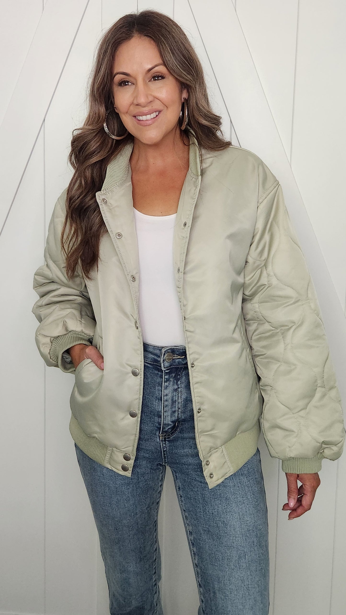 Did It Right With This Bomber Jacket- Sage