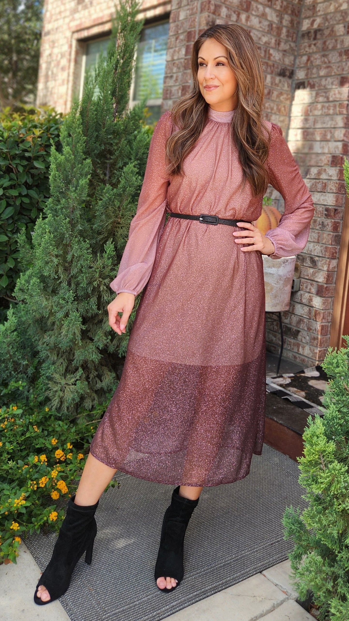 Shimmer & Shine In This Dress-Ombre burgundy