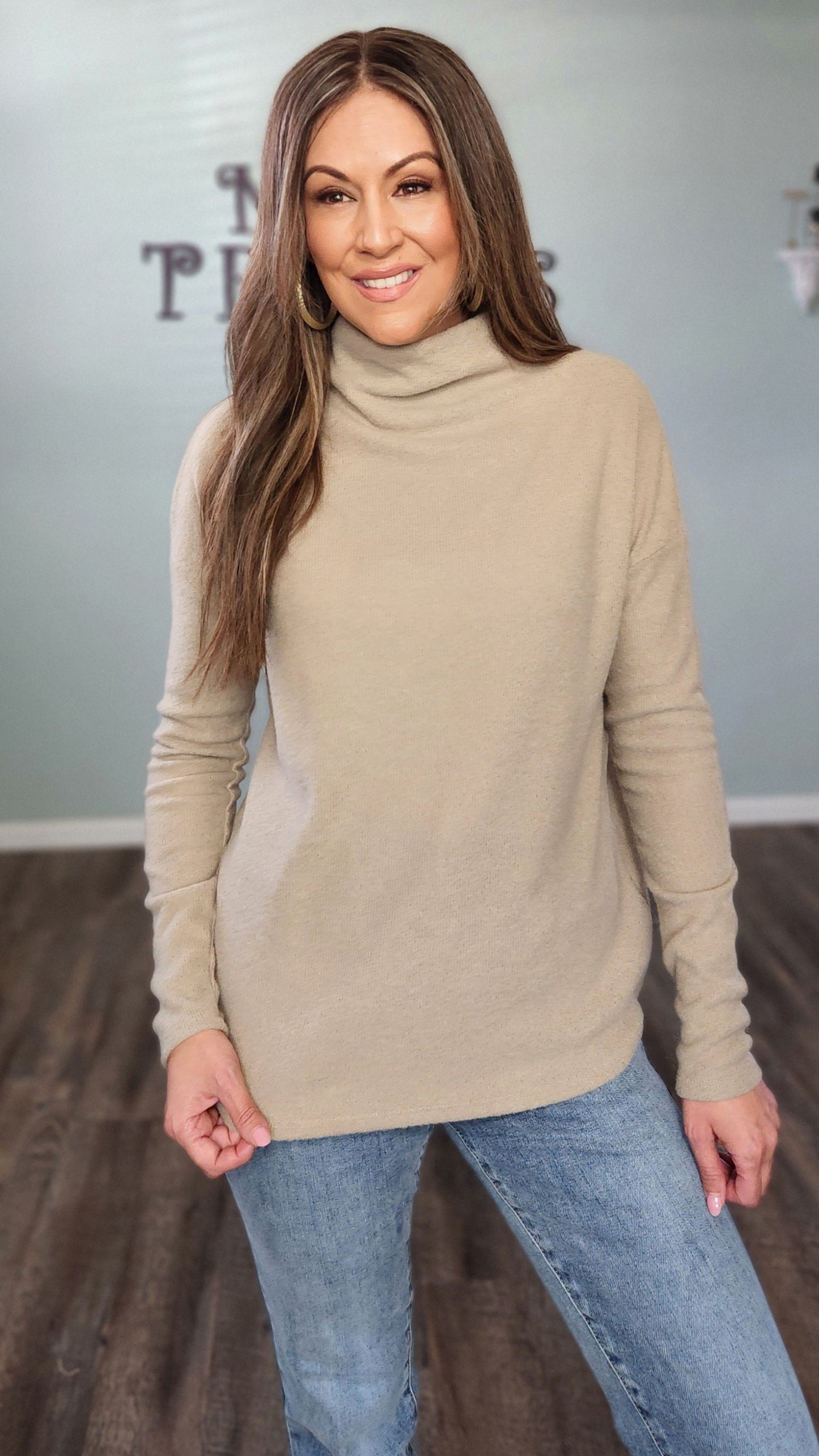 Say Hello To Fall Top-Taupe