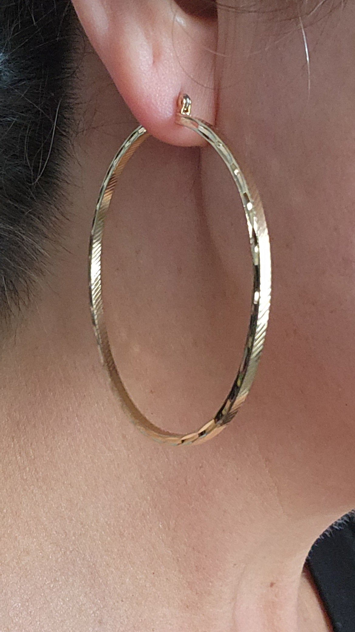 Gold Hoop Etched Earrings