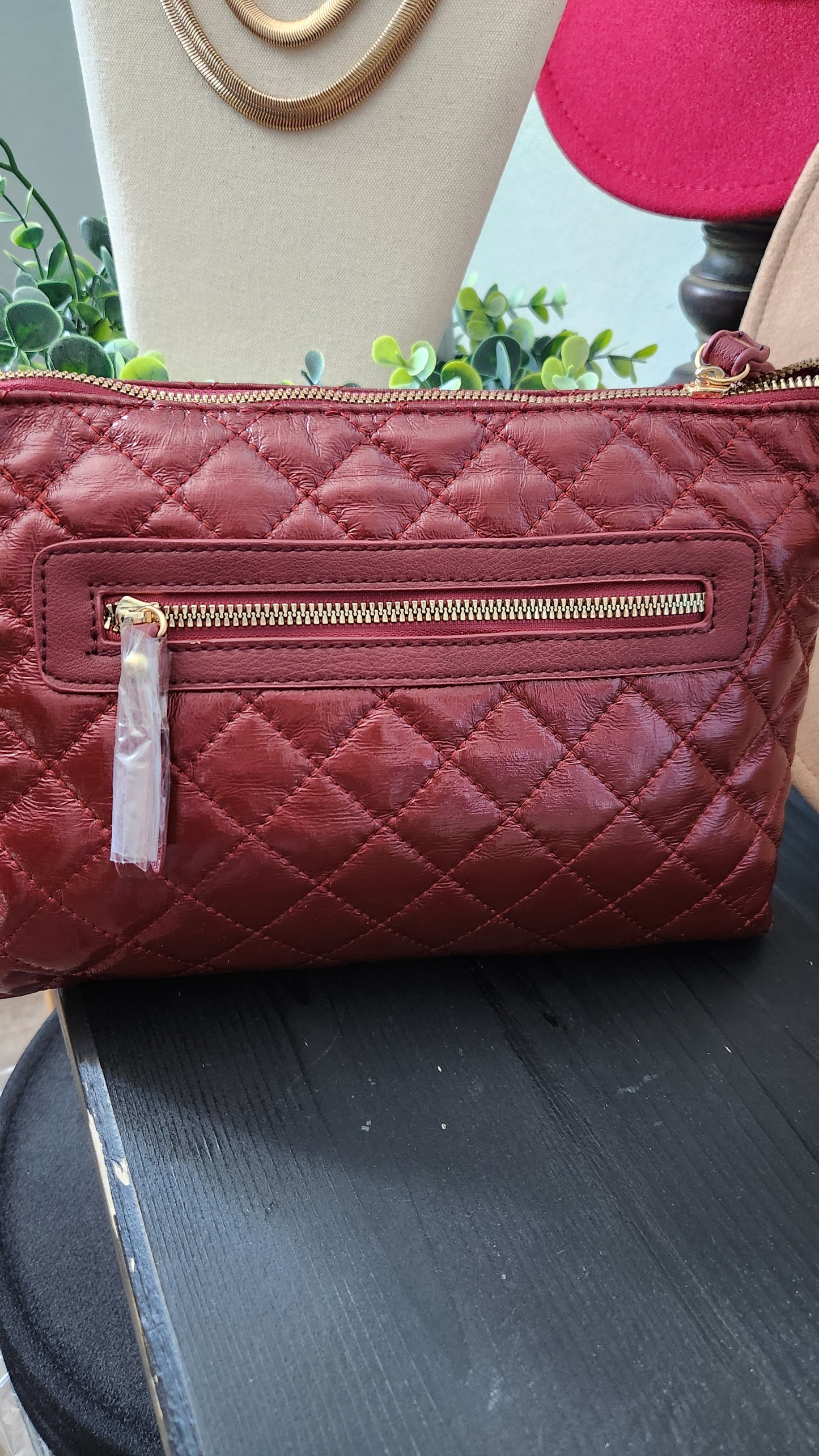 Burgundy Quilted Purse