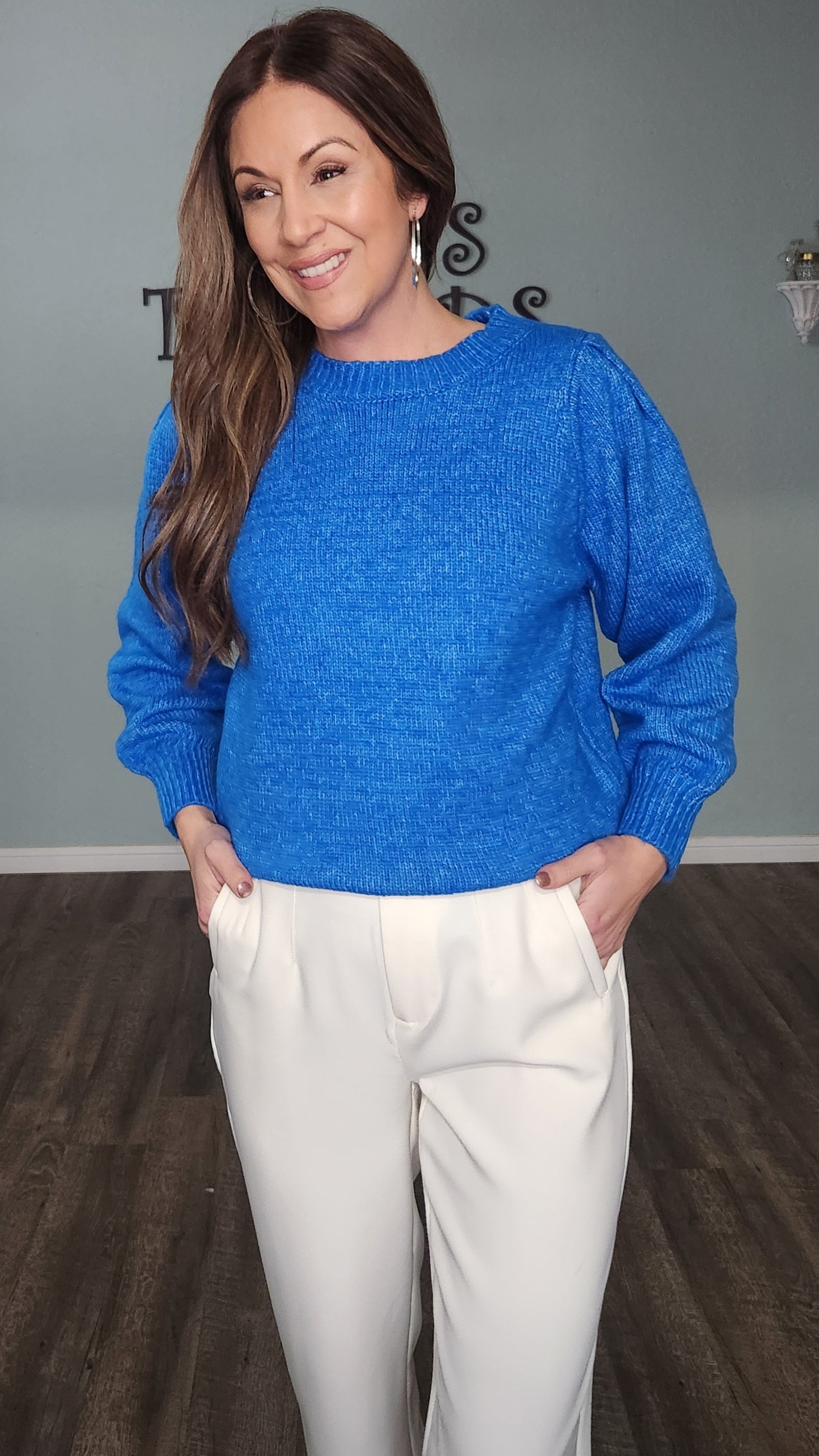 Stay On Trend Sweater-Blue