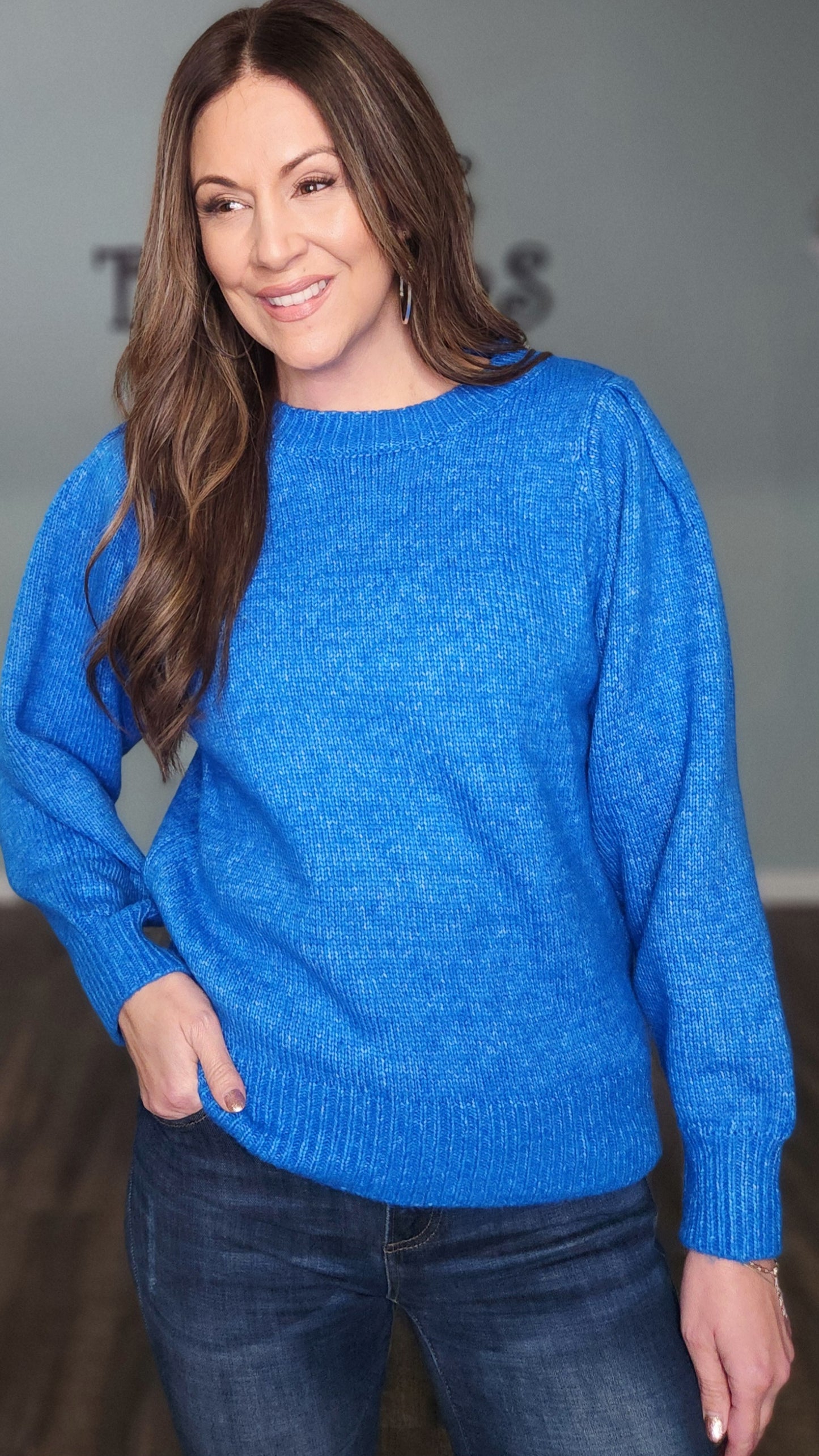 Stay On Trend Sweater-Blue