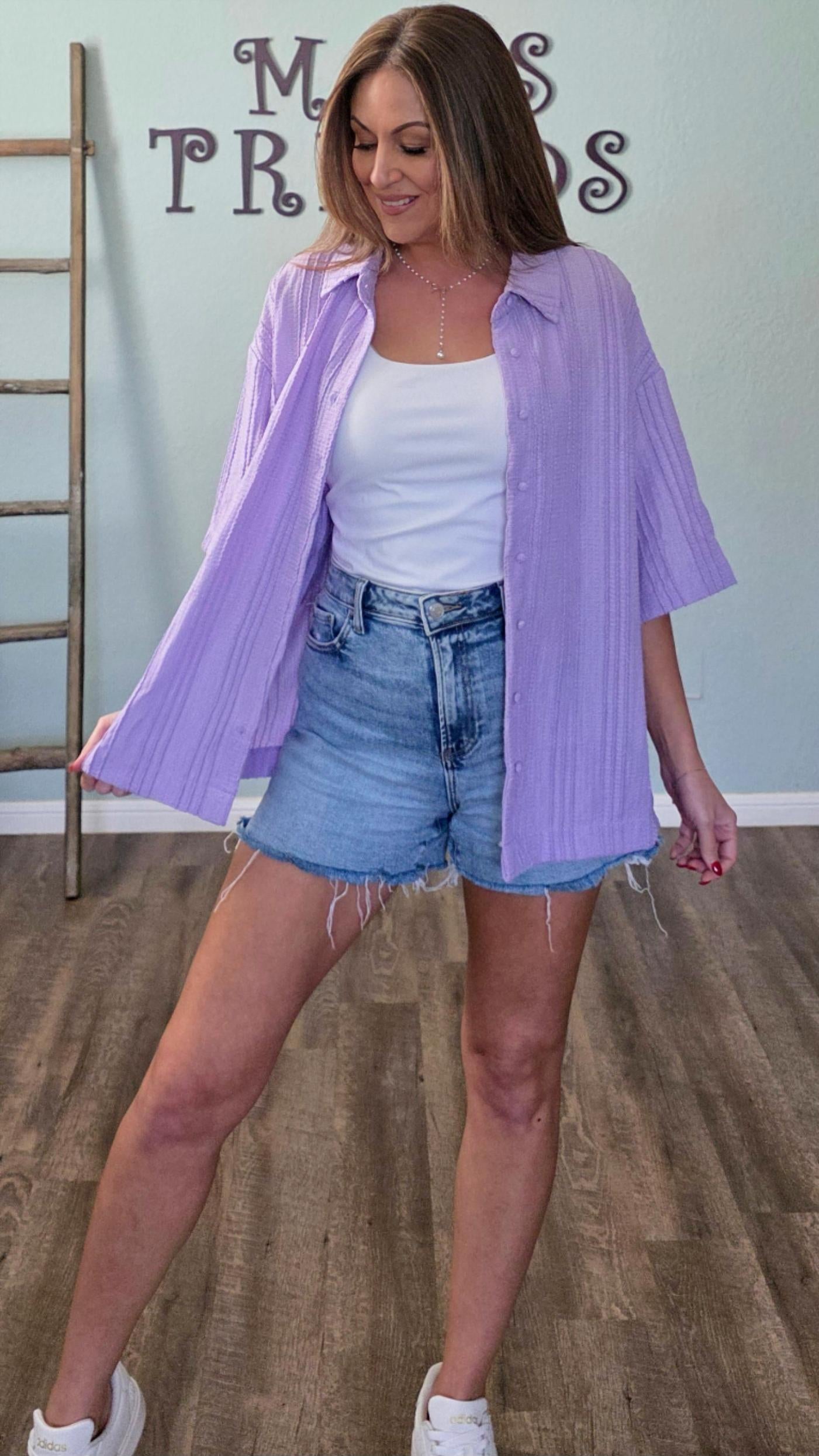 Lavender Textured Button Down Shirt