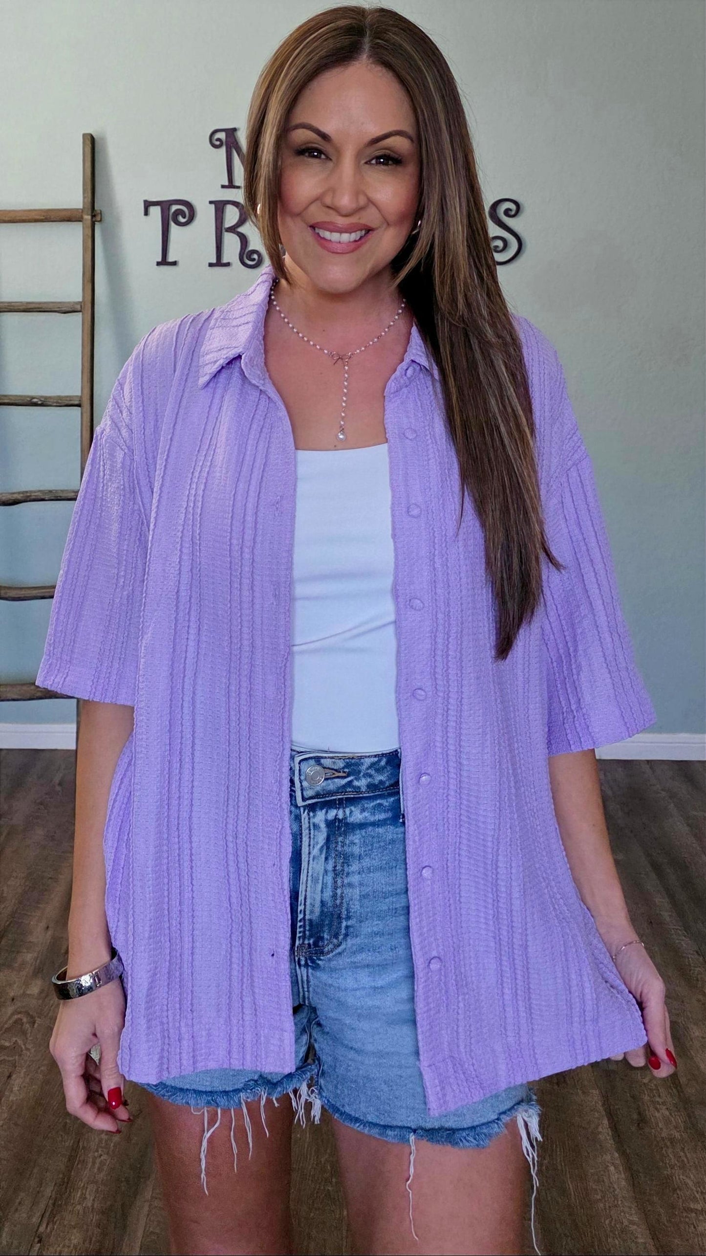Lavender Textured Button Down Shirt