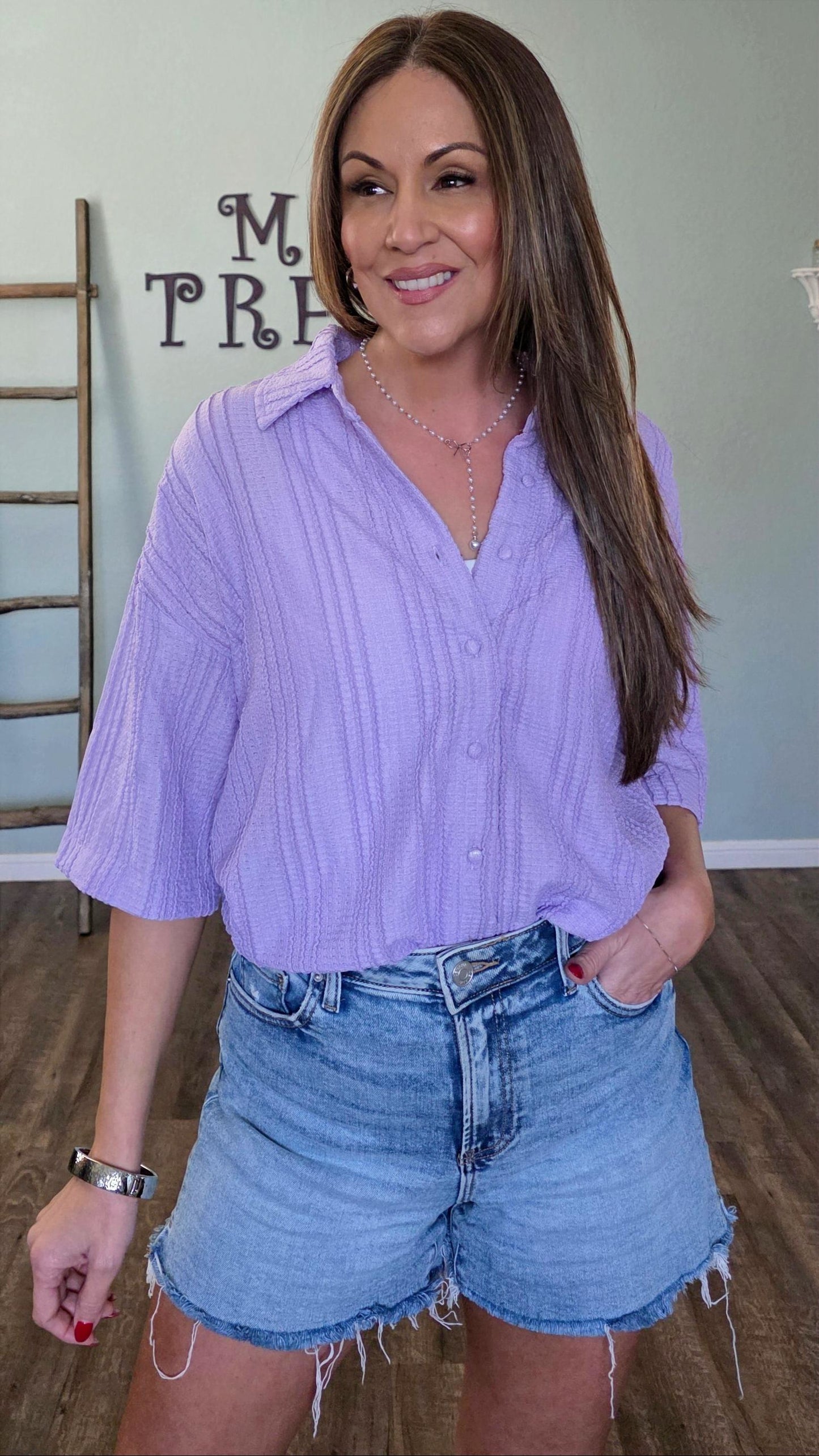 Lavender Textured Button Down Shirt