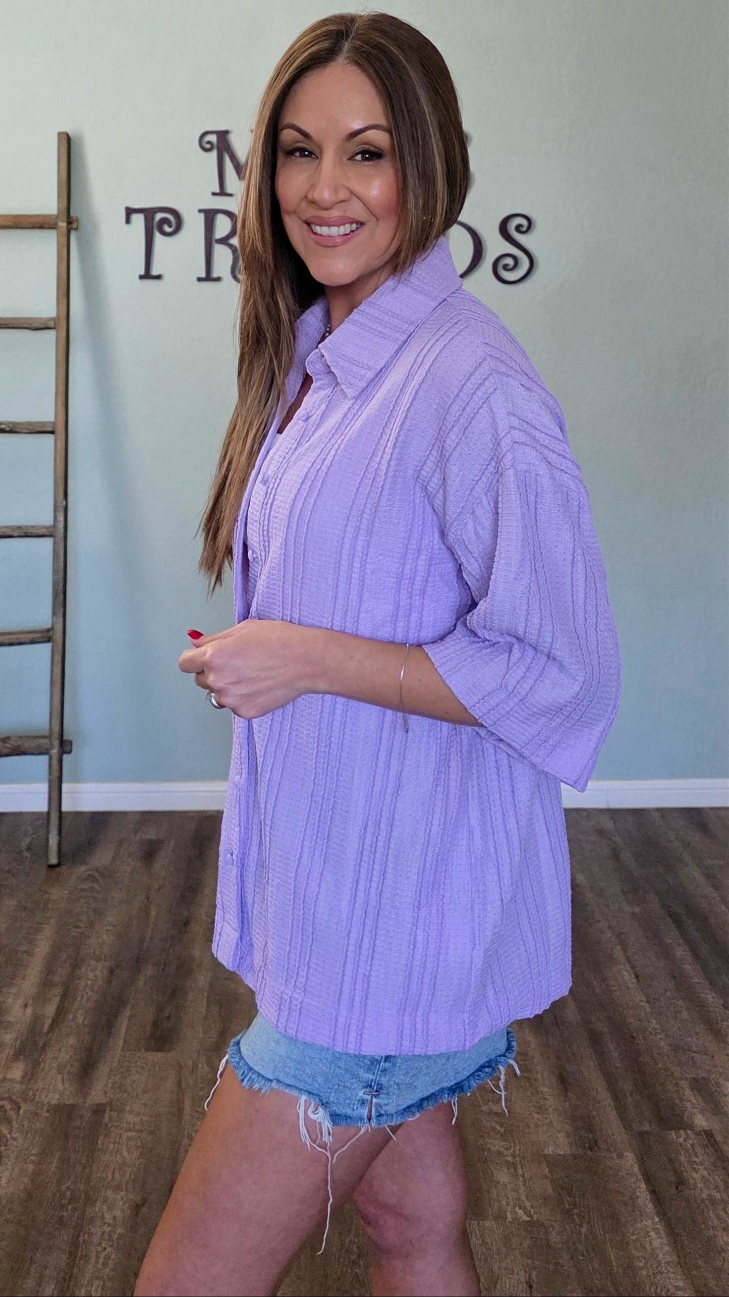 Lavender Textured Button Down Shirt
