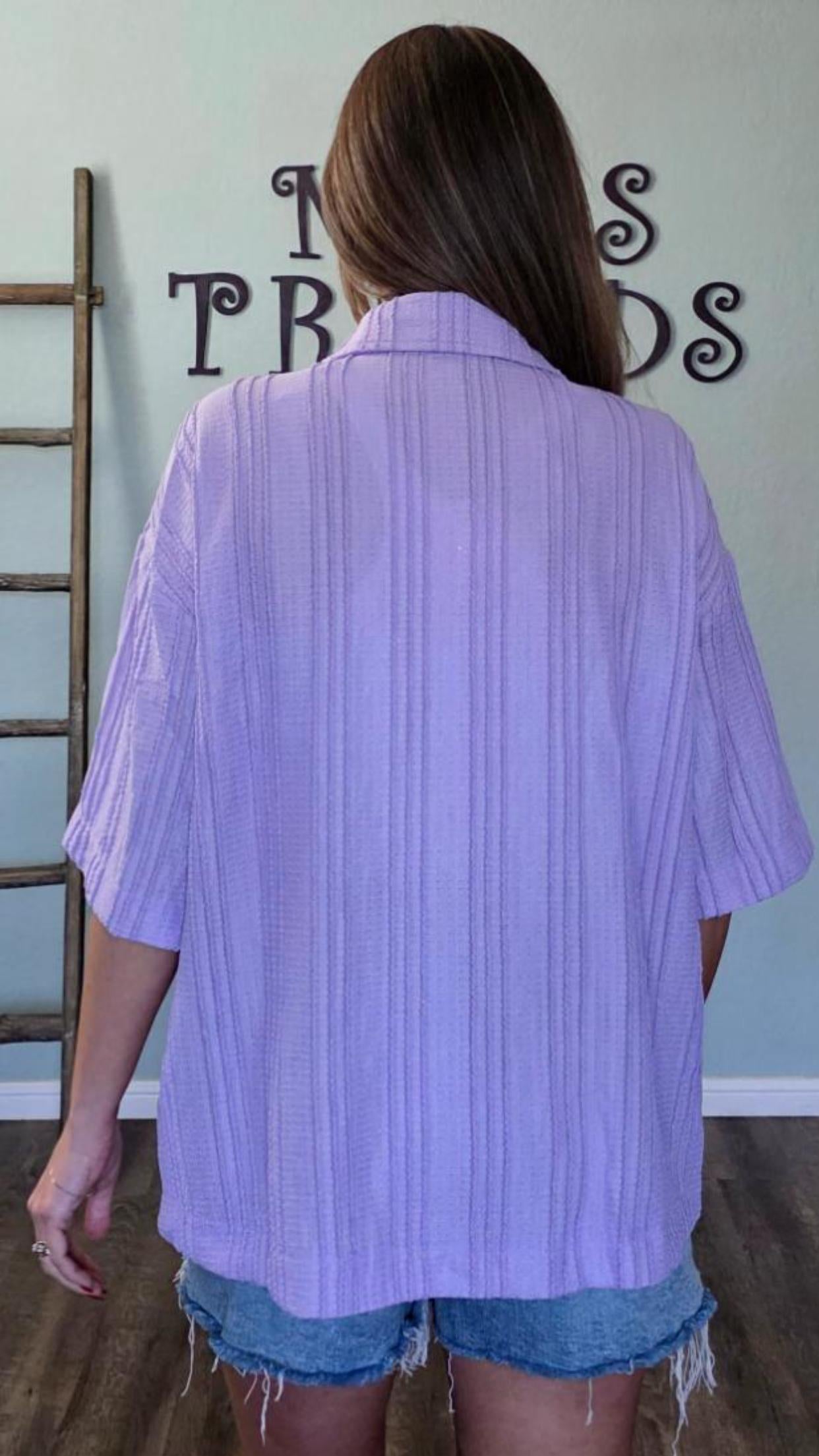 Lavender Textured Button Down Shirt