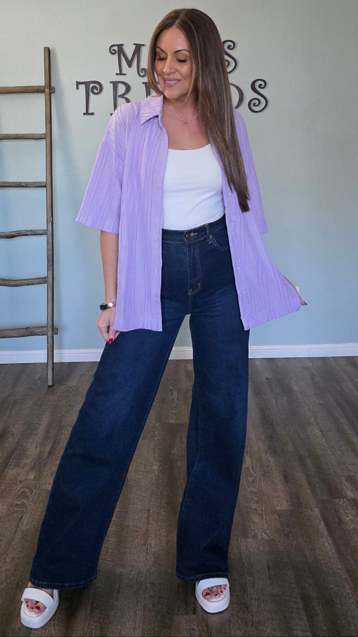 Lavender Textured Button Down Shirt