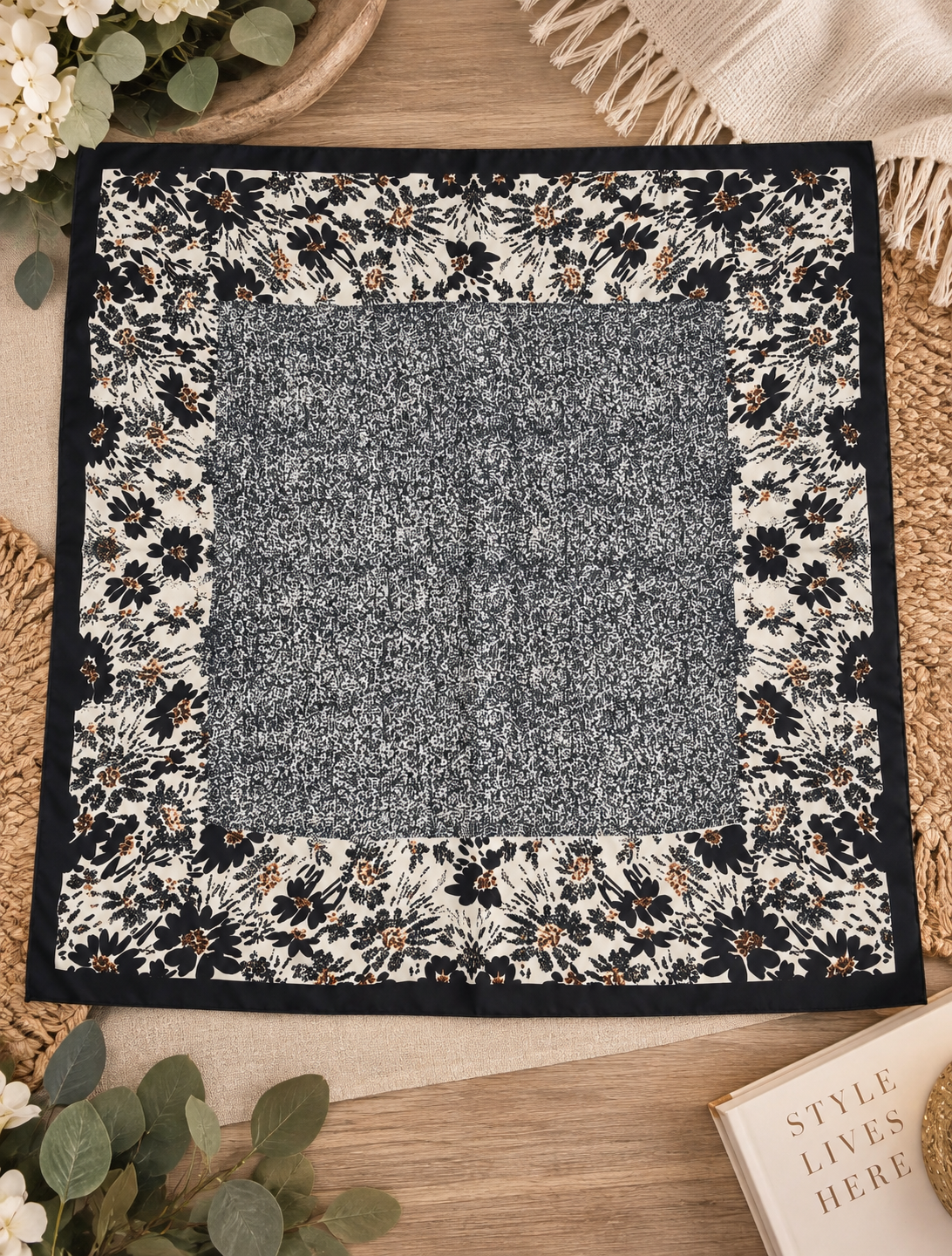 Floral Contrast Scarf