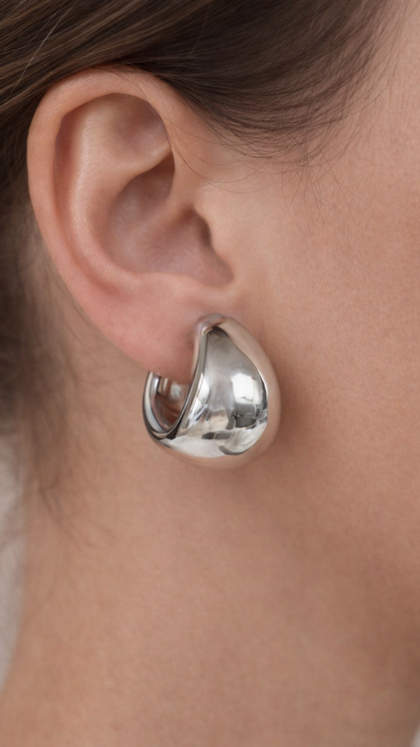 Polished Teardrop Hoop Earrings