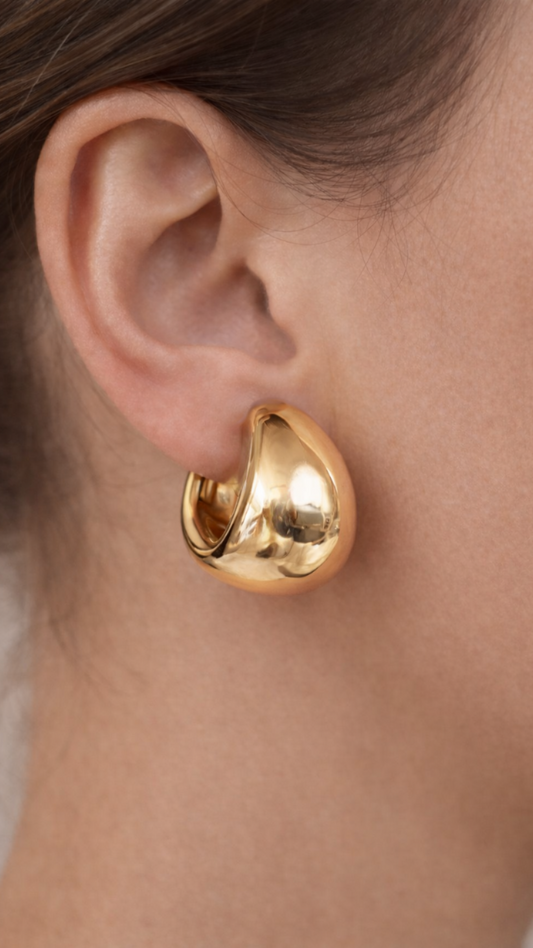 Polished Teardrop Hoop Earrings