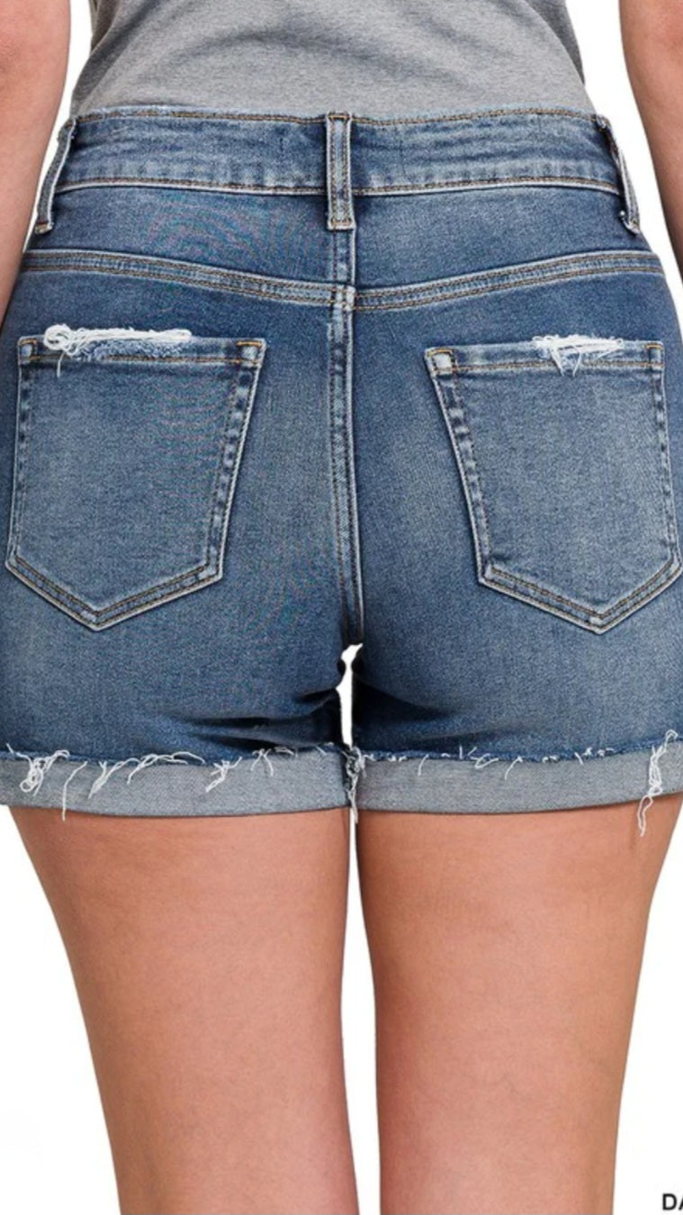 Perfect Casual Shorts-Dark Wash