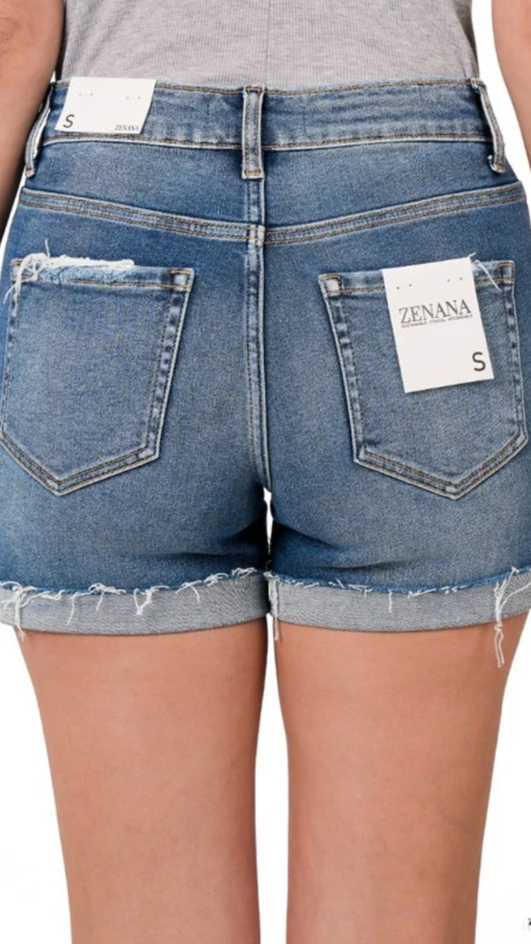 Perfect Casual Shorts-Dark Wash