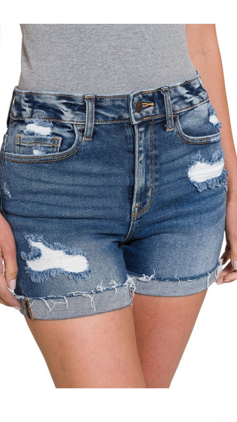 Perfect Casual Shorts-Dark Wash