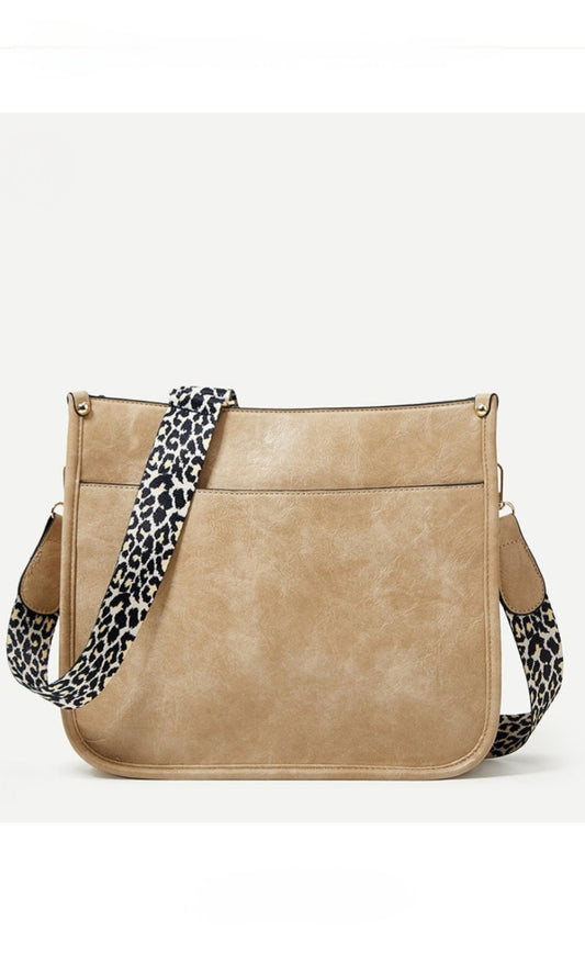 Vegan Leather Crossbody Purse-Neutral