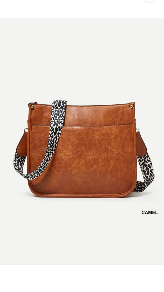 Vegan Leather Crossbody Purse-Camel