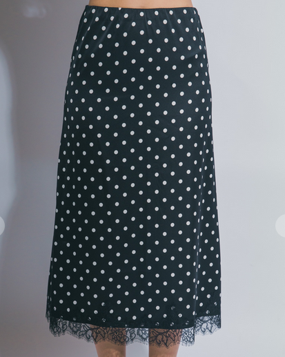 Polished & Pretty Polka Dot Skirt- Black/White