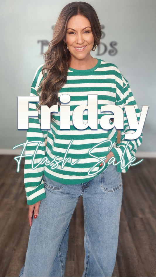 The Harbor Stripe Pullover-Green/ white