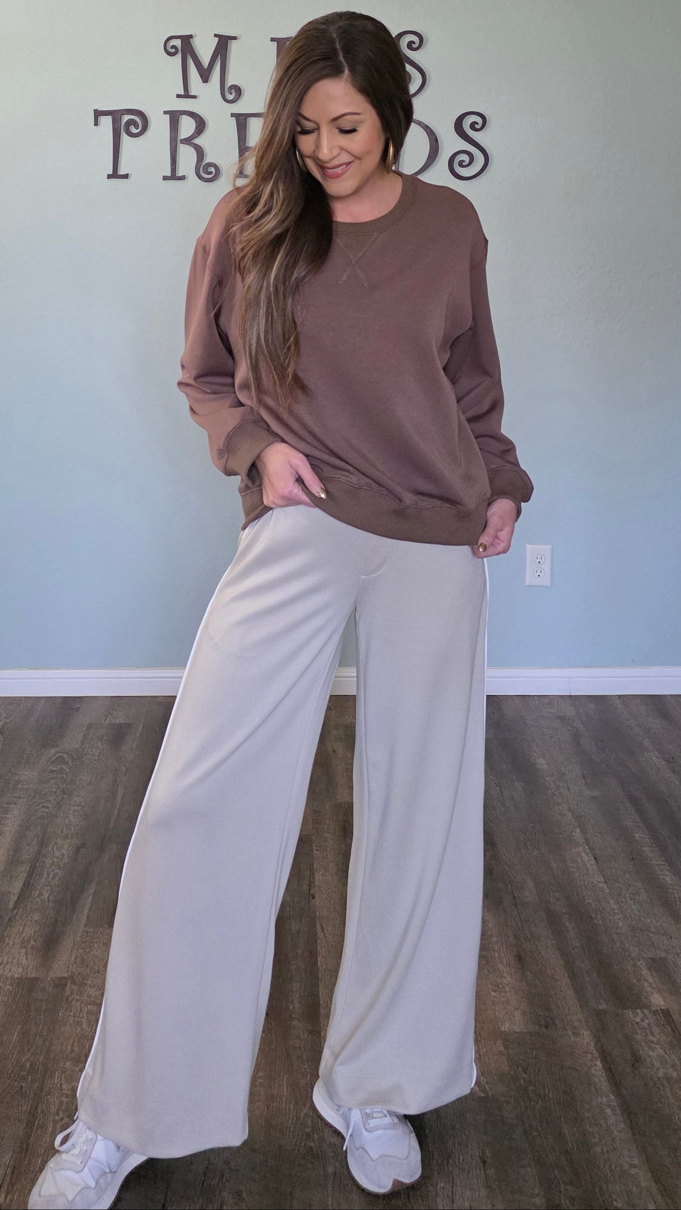 Chic Comfort Wide-Leg Pants-Oatmeal