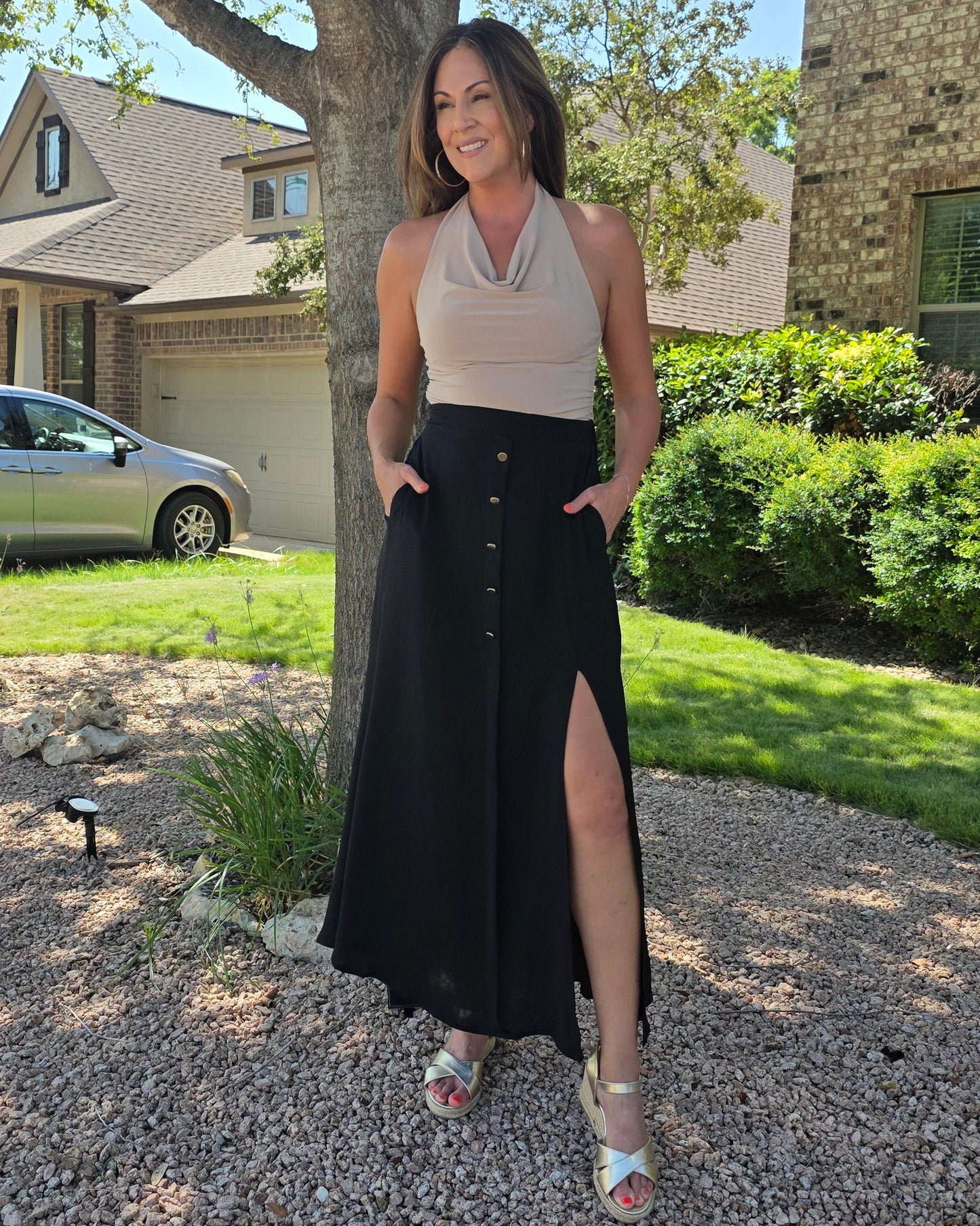 Season to Season Maxi Skirt- Black