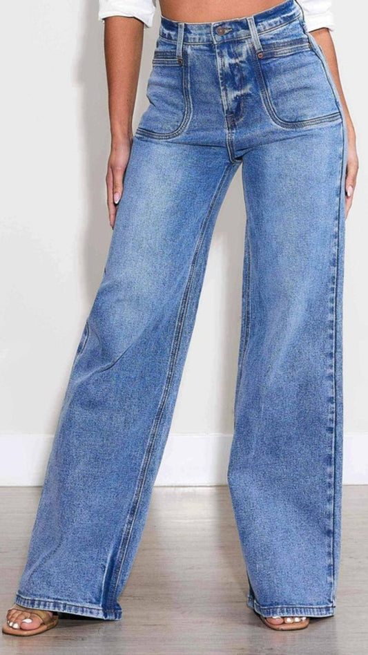 Vibrant M.i.U High-Rise Wide Leg Jeans – Medium Wash Denim